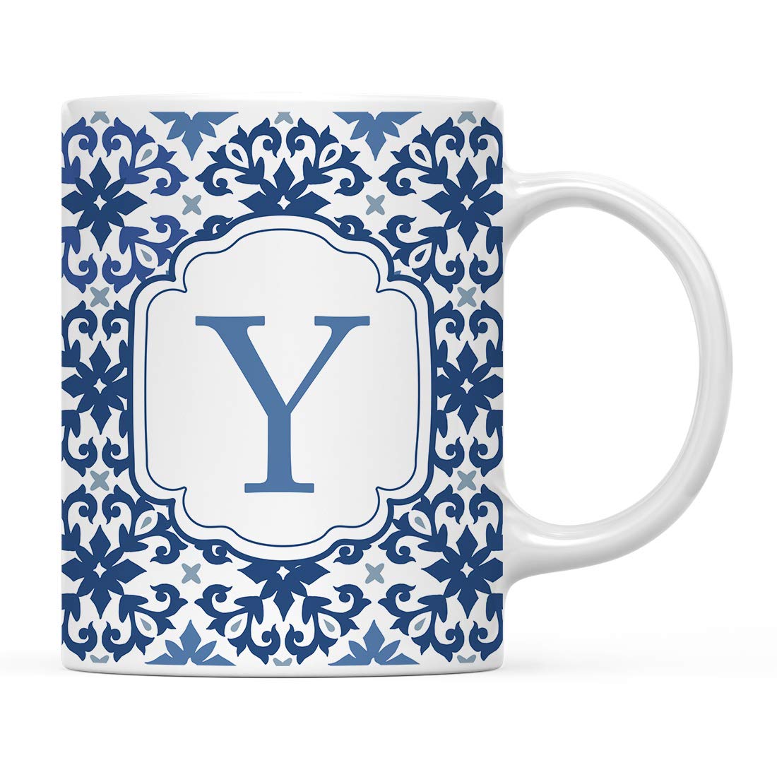 Andaz Press 11oz. Ceramic Coffee Tea Mug Gift, Moroccan Monogram Initial Letter Y, 1-Pack, for Her, Birthday Christmas Ideas, Mo