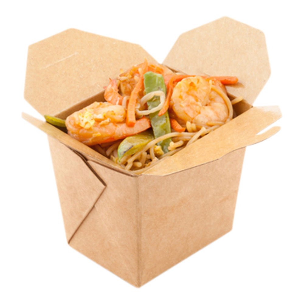 Restaurantware Bio Tek 16 Ounce Chinese Take Out Boxes 200 Greaseproof Food To Go Boxes - Tab-Lock Microwave-Safe Kraft Paper Ta