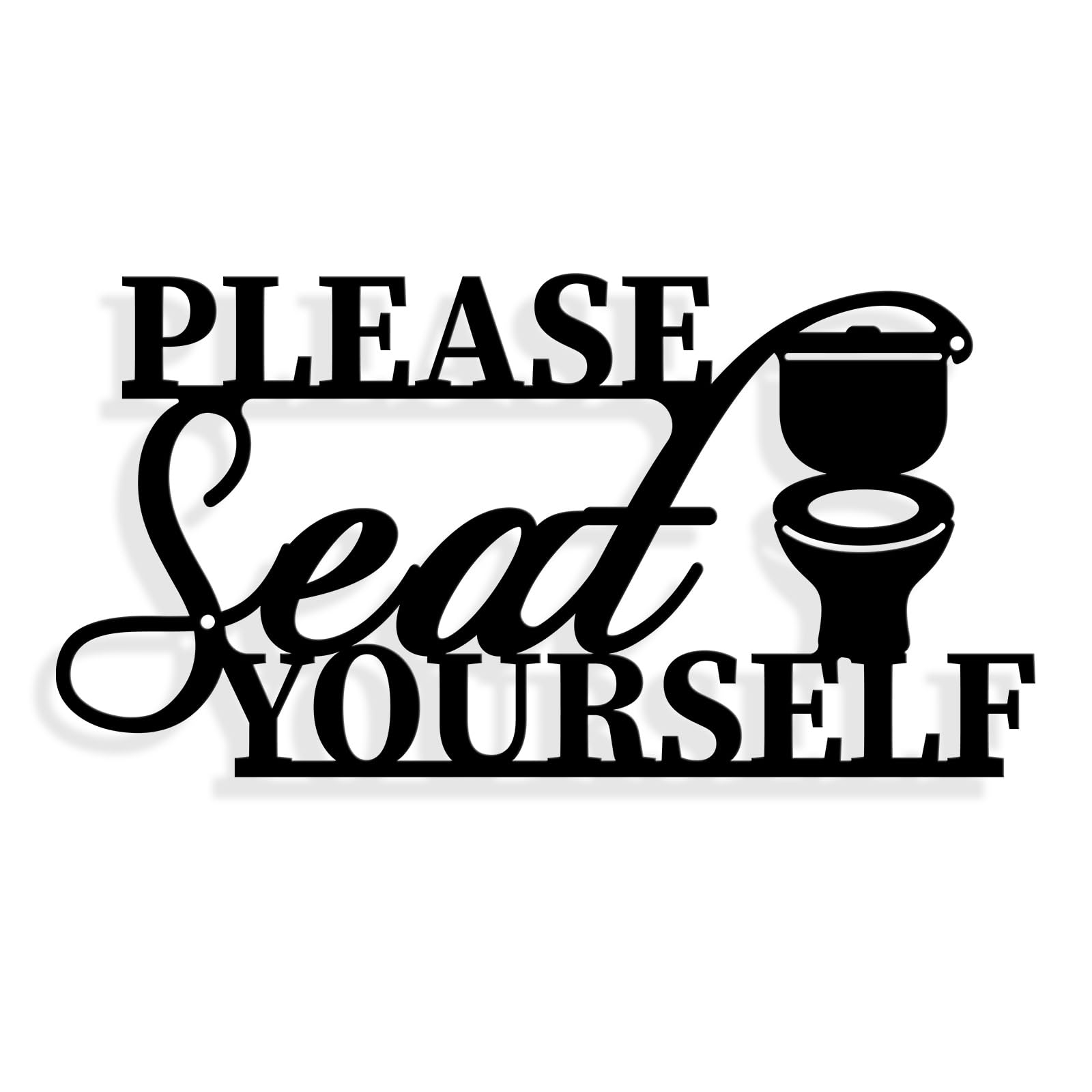 Bathroom Metal Wall Decor, Please Seat Yourself Sign Funny D  cor Sign for Bathroom, 7X13.7 Black Modern Metal Sign for Hanging 