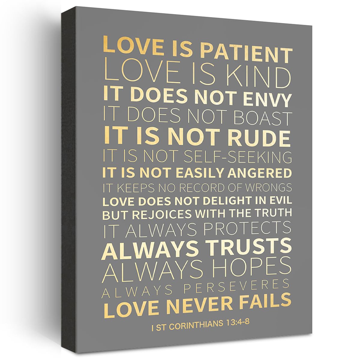 Inspirational Christian Wall Decor,Love Is Never Fails 1 Corinthians 13:4-8 Bible Verses Canvas Poster Print Wall Art,1 Corinthi