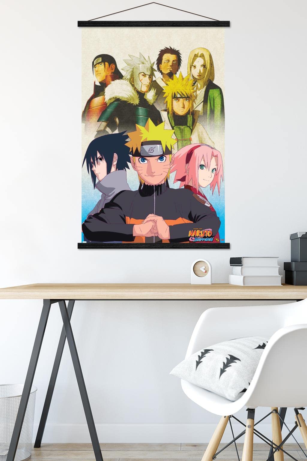 Trends International Naruto Shippuden - Key Art Wall Poster, 22.375'' X 34'', Premium Print And Black Hanger Bundle