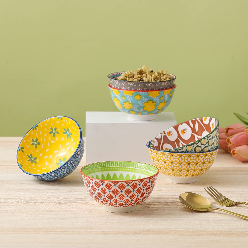 Ceramic Bowl Set Small Bowls - Porcelain Dessert Bowls 10 Oz - 6 Little Bowl For Rice | Soup | Snack | Side Dishes | Yogurt | Ic