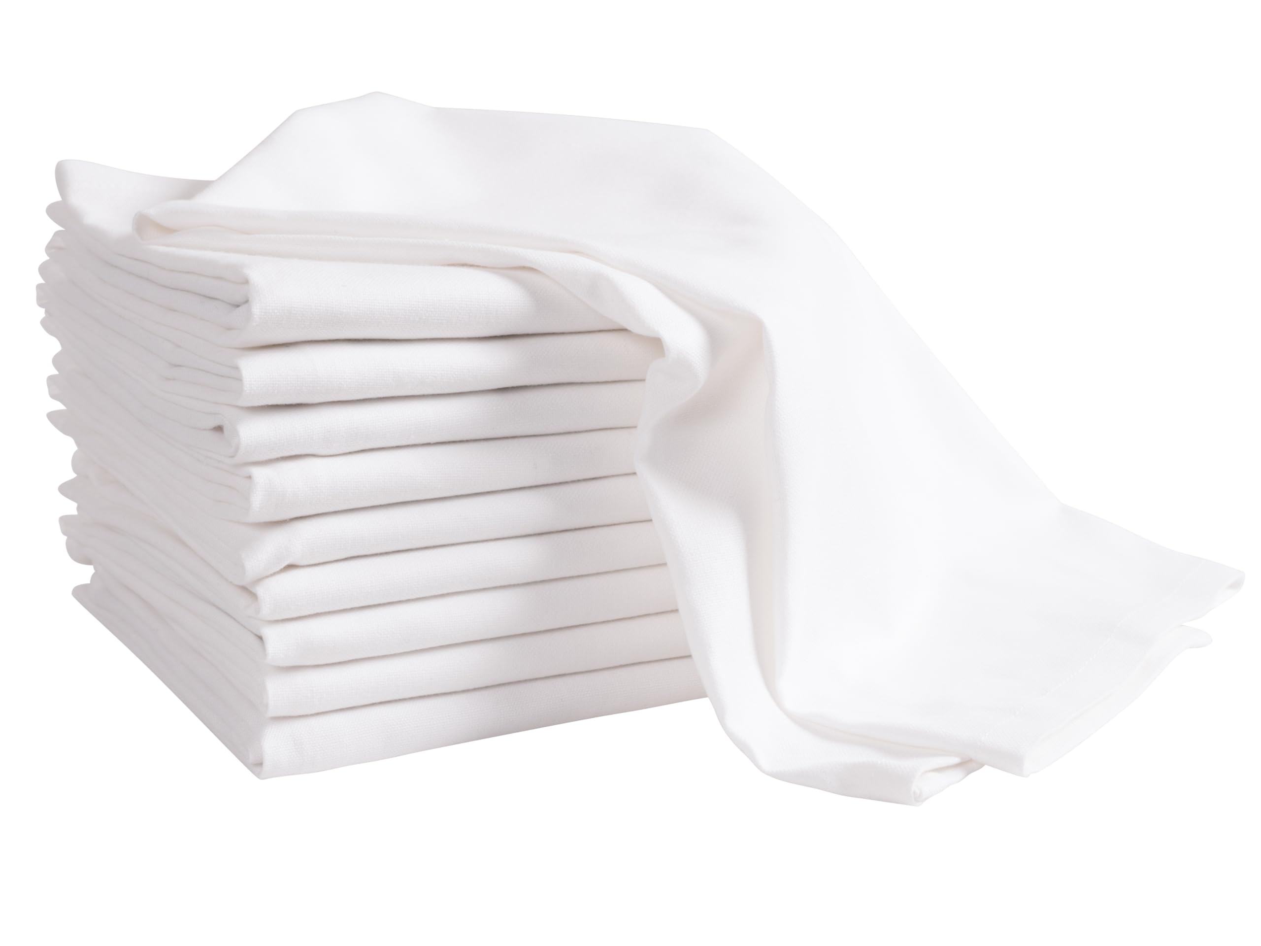 Kaf Home White Kitchen Towels, 10 Pack, 100% Cotton - 20 X 30, Soft And Functional Multi-Purpose, Baking, Cooking, Cleaning, Pri