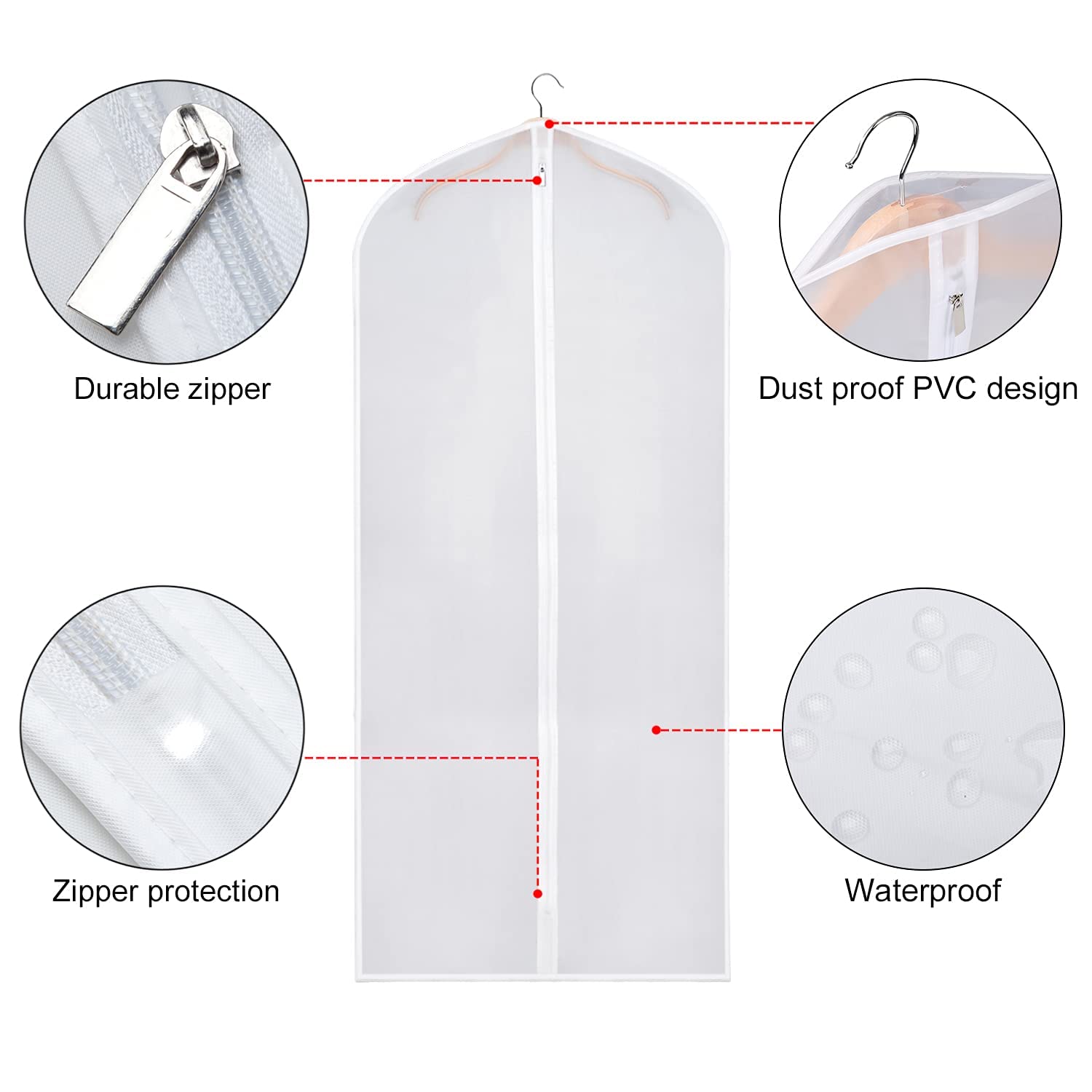 Zilink Clear Coat Covers Garment Bag 54-Inch Garment Bags For Hanging Clothes Storage Bag For Coat With Full Length Zipper For C