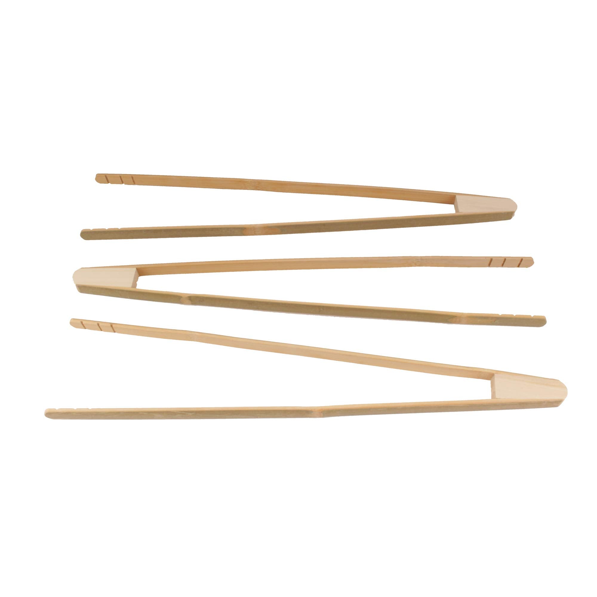 Bamboomn 17'' Reusable Bamboo Straight Arm ''A'' Tongs - Green - 3 Pieces