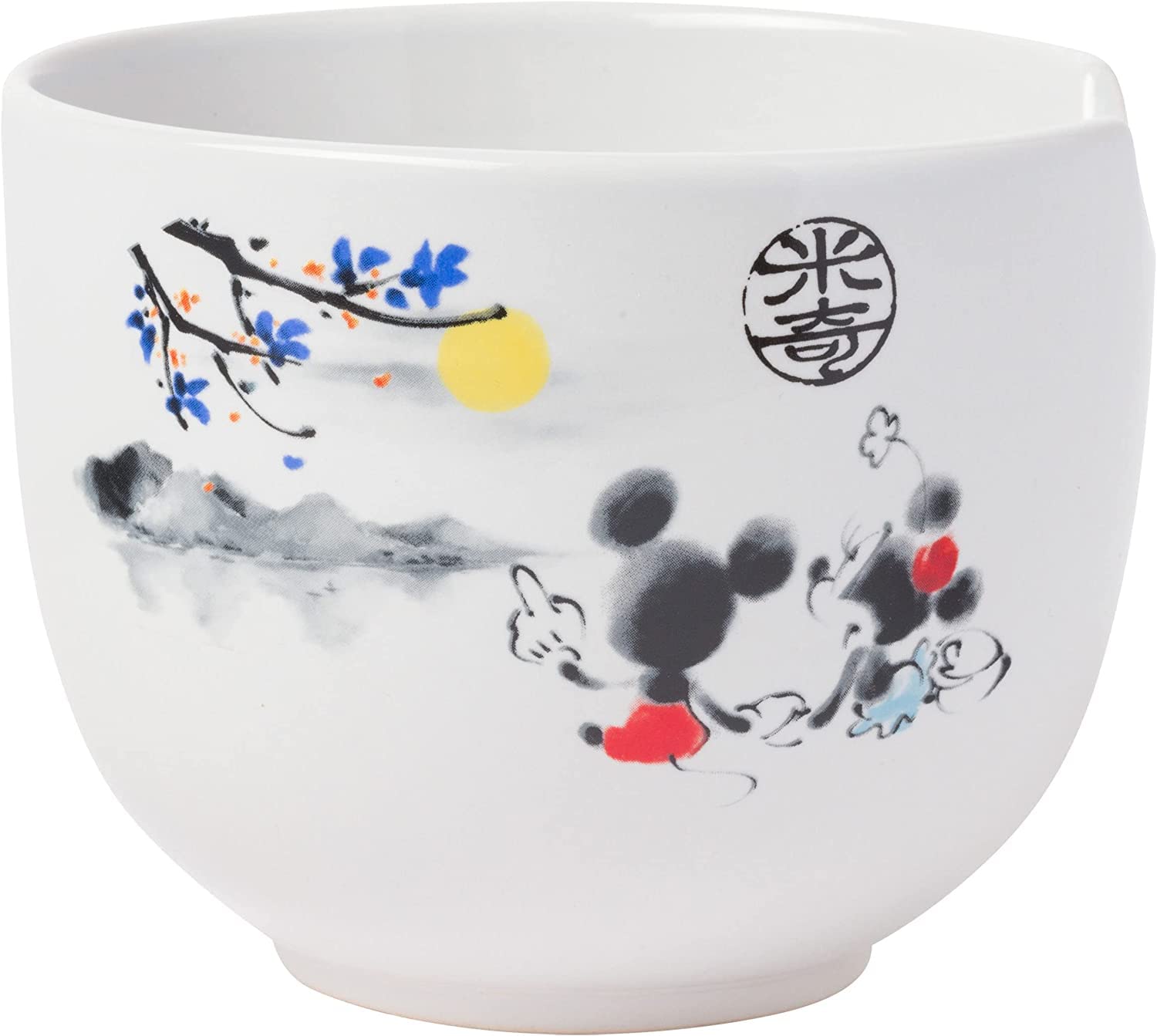 Silver Buffalo Disney Mickey and Minnie Watercolor Watching the Sunset Ceramic Ramen Noodle Rice Bowl with Chopsticks  Microwave Safe  20 Ounces