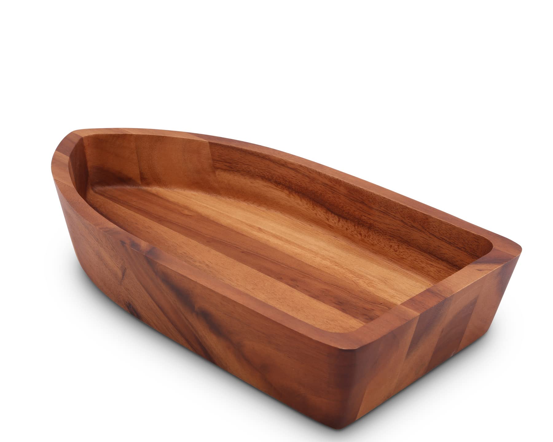 Arthur Court Acacia Wood Serving Bowl for Fruits or Salads Boat Shape Style Large 3 inch Tall x 9 inch Wide x 16 inch Long Woode