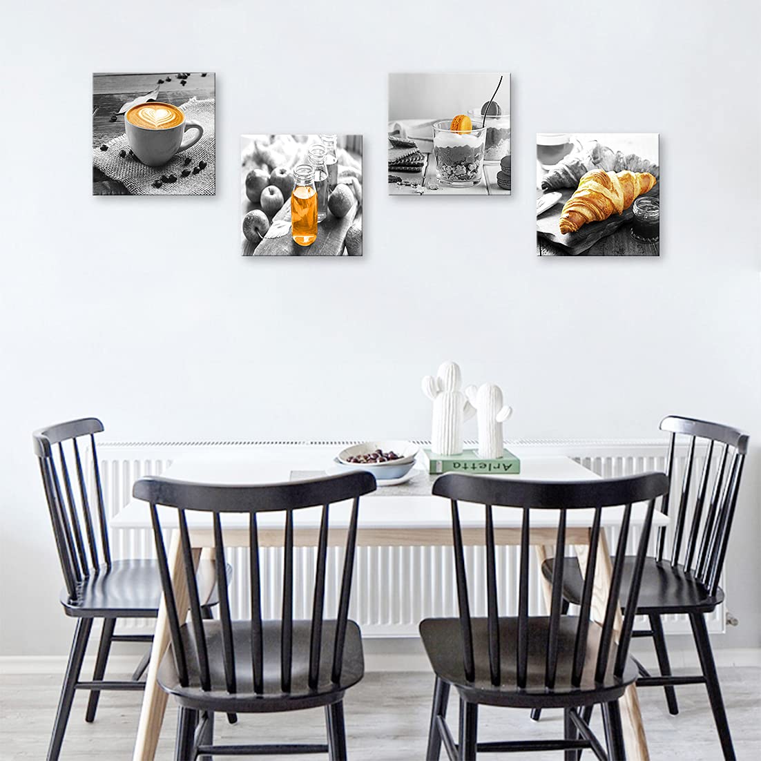 Biufo Kitchen Canvas Wall Art Prints Black And White Food Coffee Painting Picture For Bakery Cafe Dining Room Restaurant Wall De