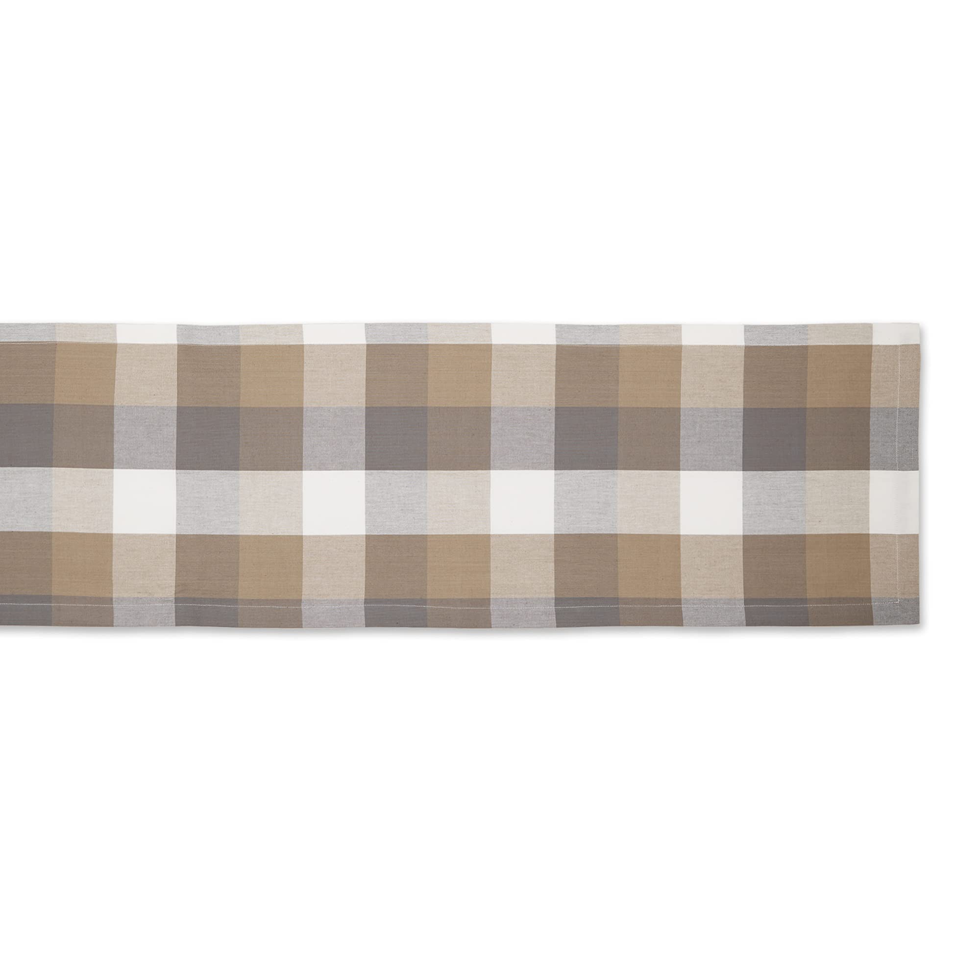 Dii Tri-Color Check Collection 100% Cotton Tabletop, Table Runner, 14X108, Stone