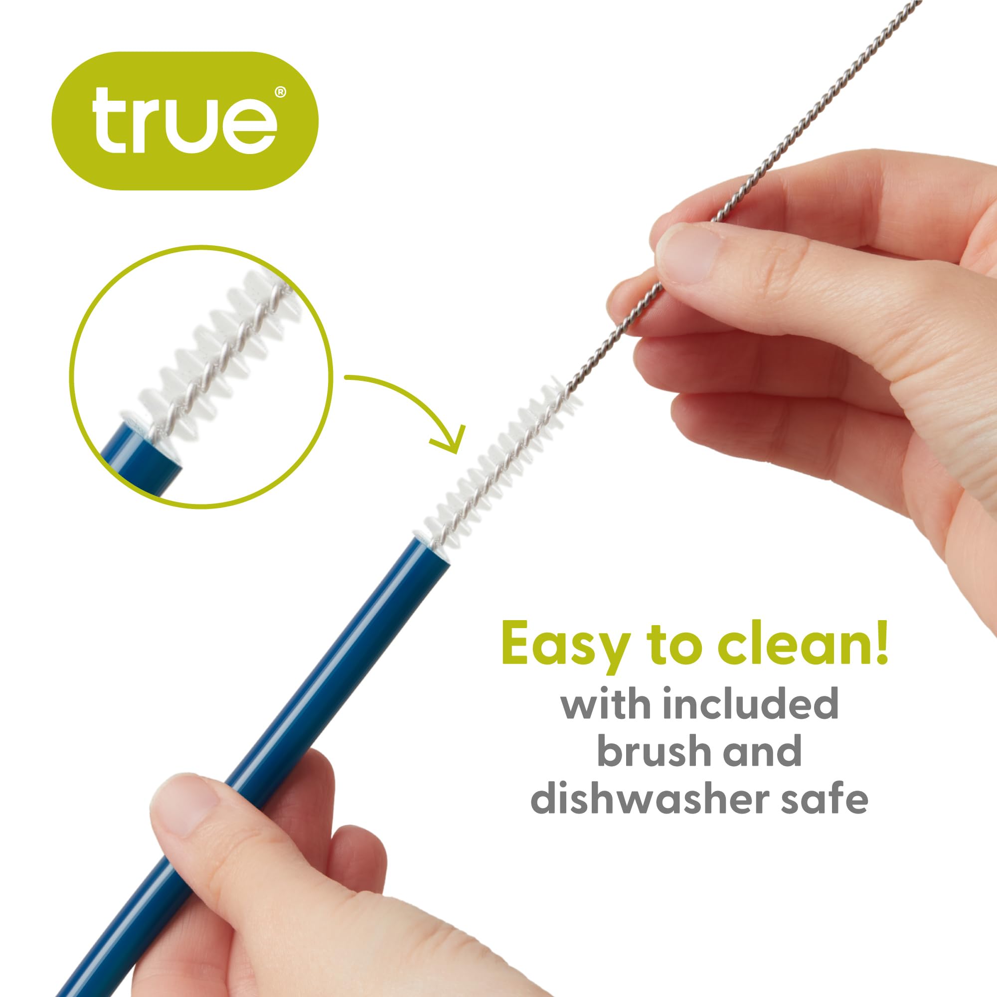 True Reusable Silicone Straws With Cleaning Brush, For Smoothies, Hot And Cold Drinks, Travel Straws, Drinking Accessories, Set
