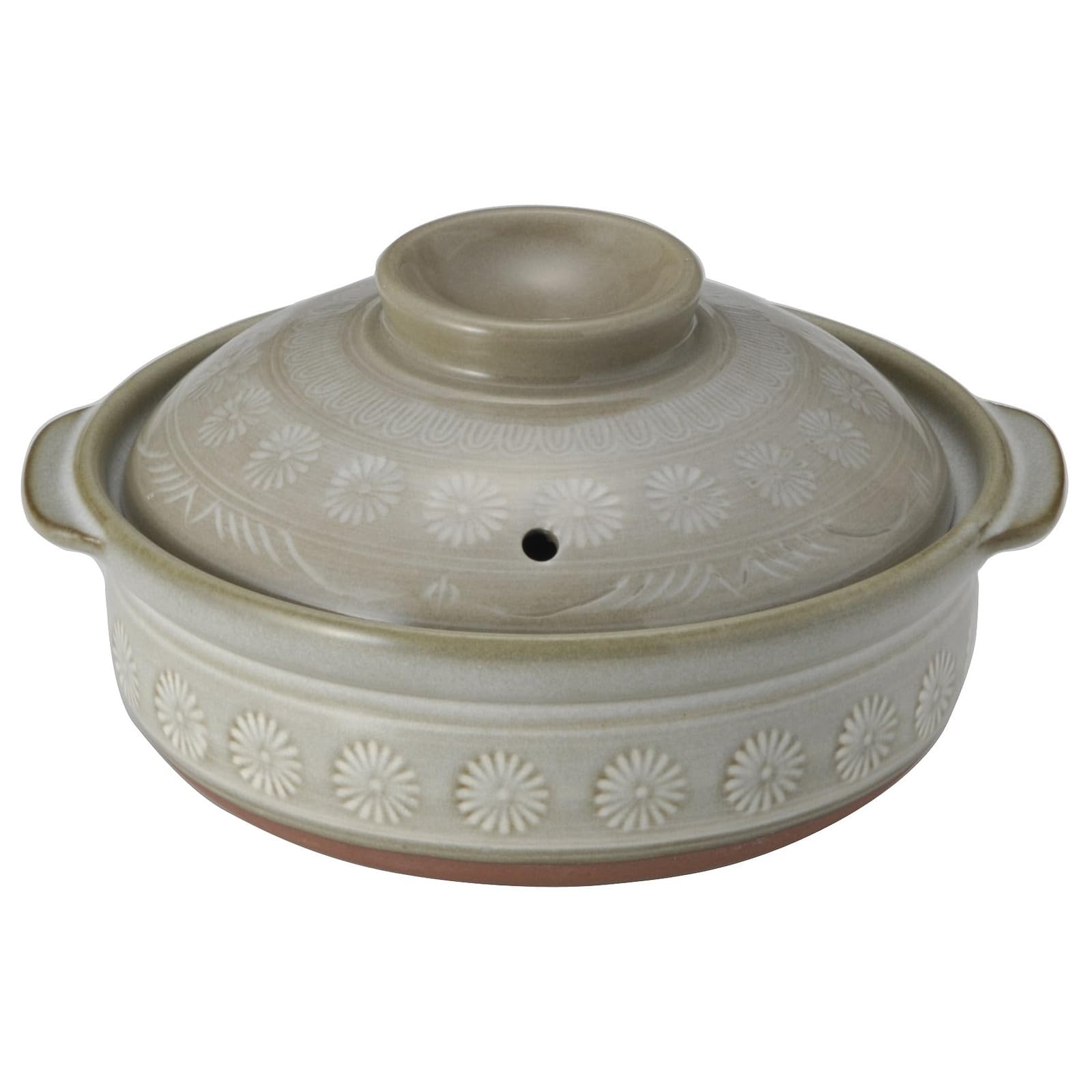 Banko Ware 21061 Ginpo Earthenware Pot (Deep Pot), No. 6, For 1 Person, Hanamishima