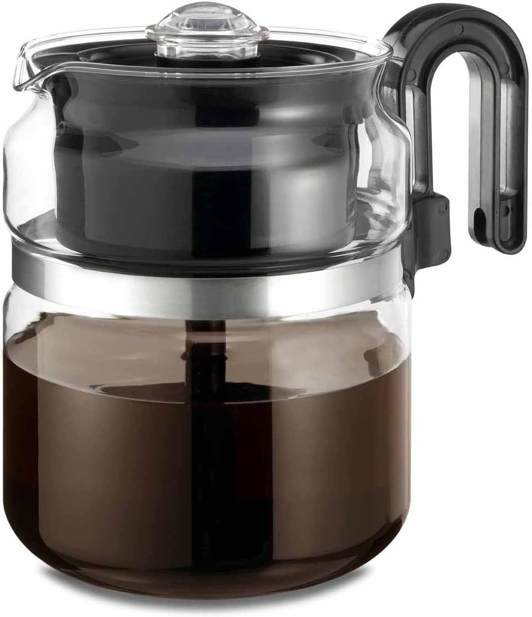 Caf   Brew Collection 8-Cup Glass Stovetop Percolator Coffee Pot - Borosilicate Glass Coffee Percolator - Bpa Free - Dishwasher