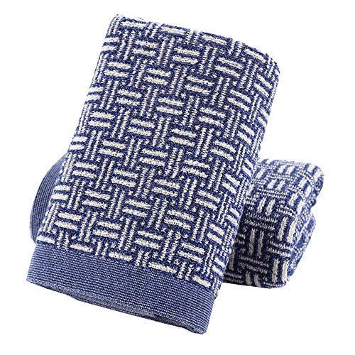 Pidada Hand Towels Set Of 2 100% Cotton Checkered Pattern Absorbent Soft Decorative Towel For Bathroom 13.4 X 29.1 Inch (Blue)