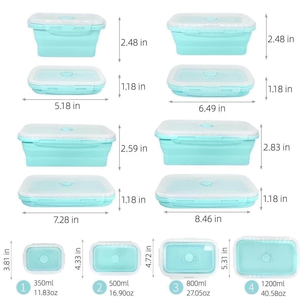 Bj Collapsible Food Storage Containers With Lids, Set Of 4 Rectangle Bowls For Camper Storage And Organization, Cool Stuff For R