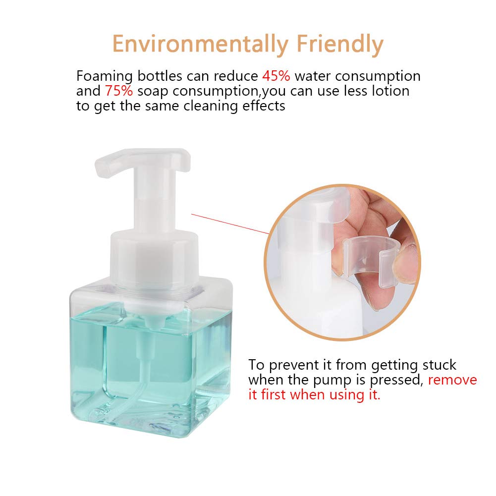Uujoly Foaming Soap Dispenser, 250Ml (9Oz) Refillable Pump Bottle For Liquid Soap, Shampoo, Body Wash (2 Pcs) (Small Clear)