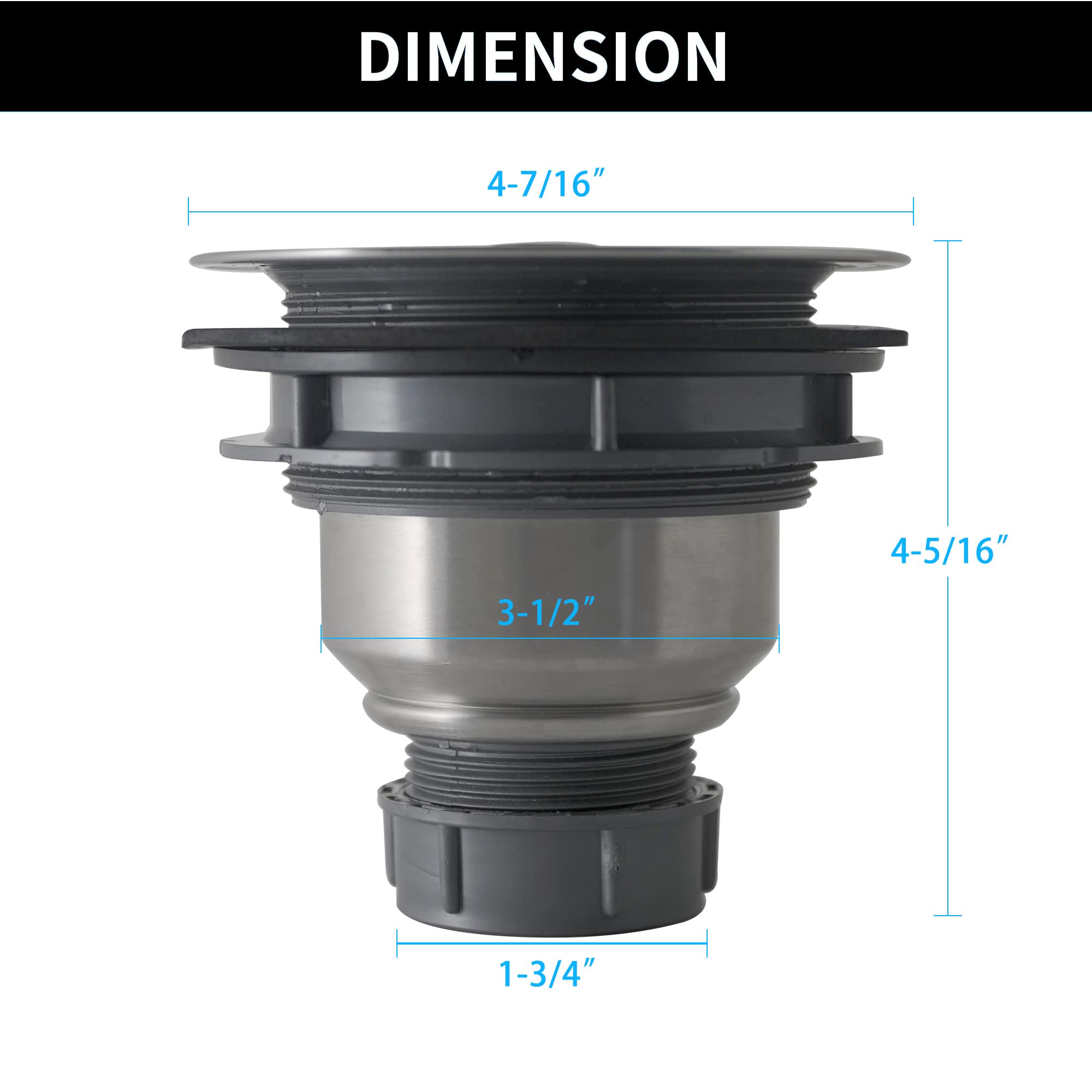 Lynnado Sink Strainer Kitchen Sink Drain Assembly Kit 3-1/2 Inch With Kitchen Sink Drain Basket,304 Stainless Steel Sink Stopper
