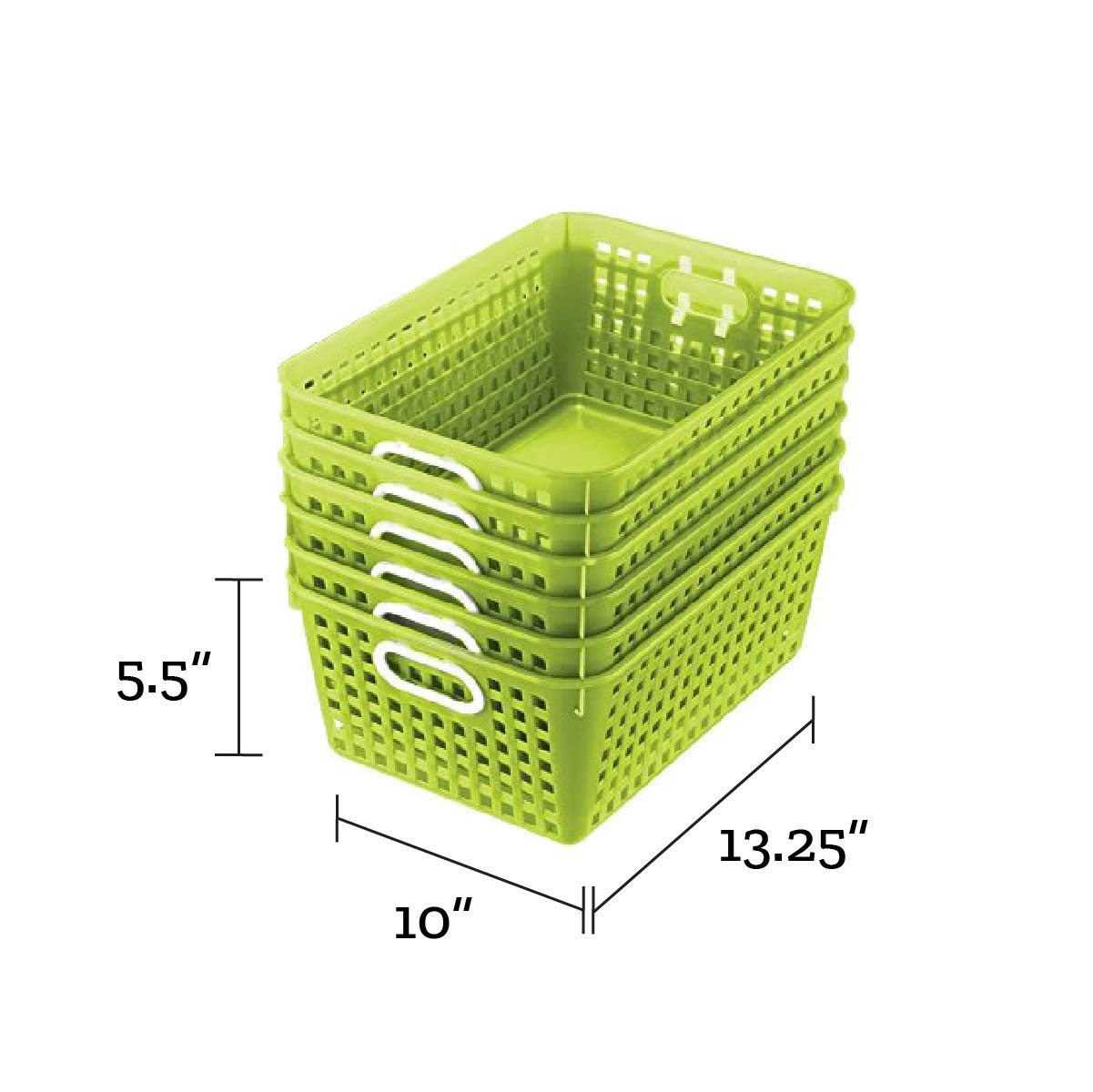 Really Good Stuff Large Plastic Book Baskets, 13'' X 10'' X 5'' - 12 Pack, Green - Classroom Library Organizer, Toy Storage, Mul