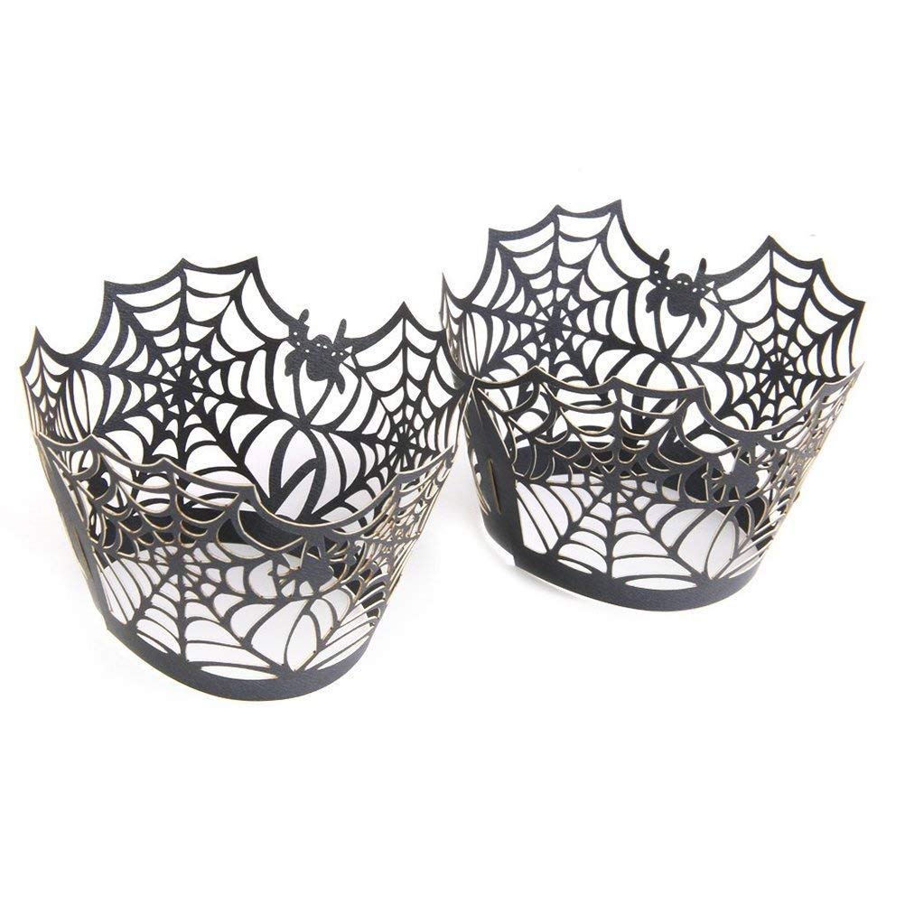 Binaryabc Halloween Cupcake Wrappers,Spider Web Cupcake Wrapper,Halloween Party Decorations Supplies 36Pcs