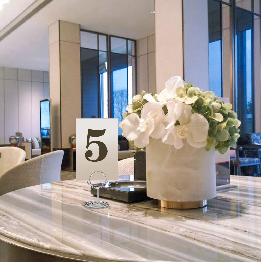 Jofefe 20Pcs Mini Place Card Holders, Cute Table Number Holders, Classy Table Card Holder Table Picture Stands, Elegant Wire Pho