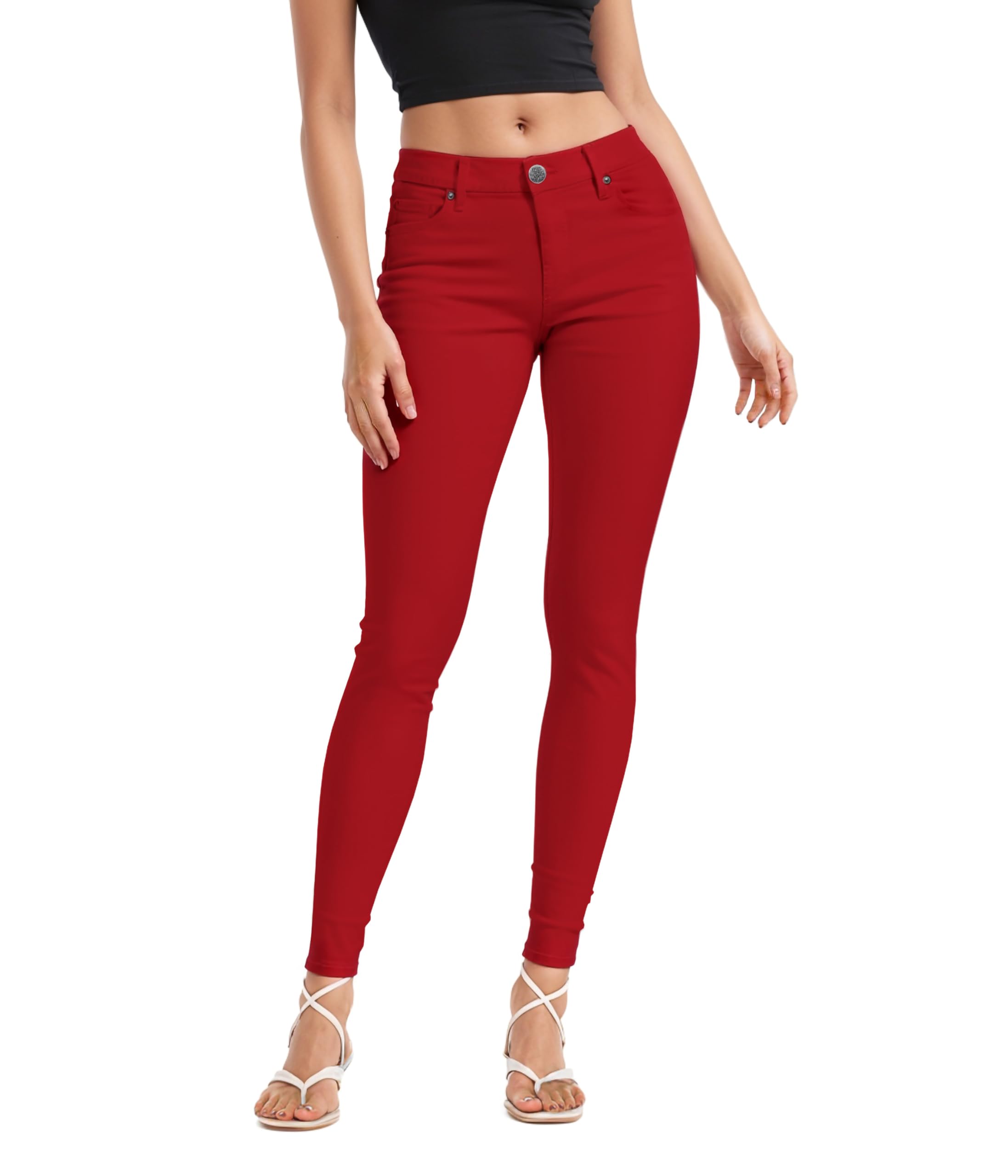 Womens Butt Lift Stretch Denim Jeans P37385Sk Red 3 Short