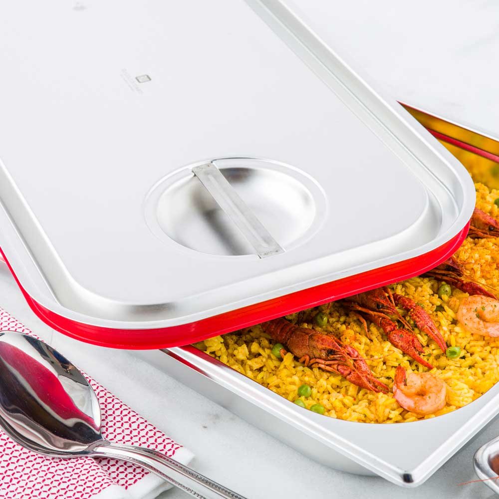 Restaurantware Lid Only: Met Lux Full Size Steam Table Pan Lid 1 Travel Hotel Pan Lid - Built-In Leakproof Silicone Seal Stainle