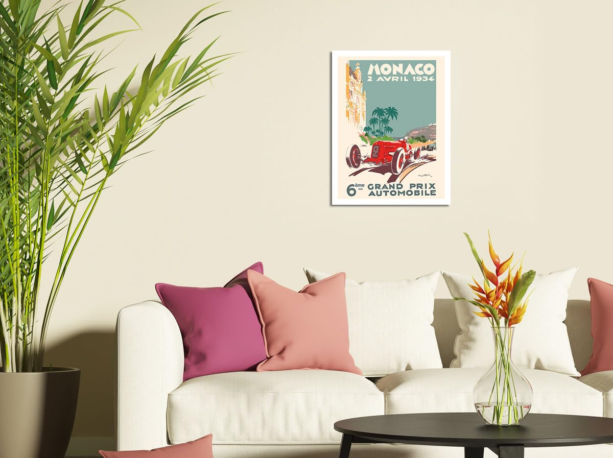 6th Monaco Grand Prix 1934 - Formula One - Vintage Car Racing Poster by G?o Ham (Georges Hamel) - Fine Art Matte Paper Print (Unframed) 18x24in