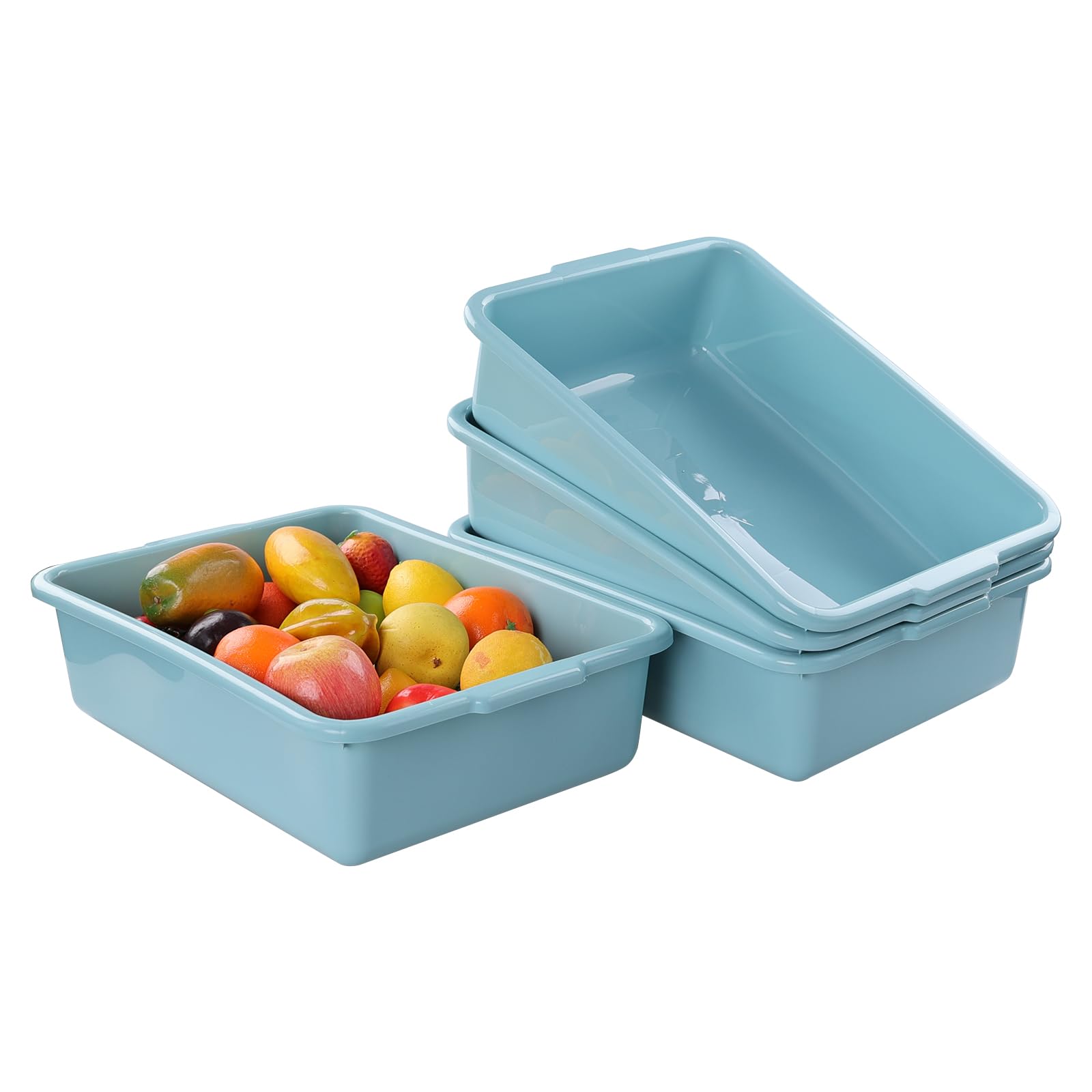 Inhouse 13 L Plastic Commercial Tote Box  Wash Tub Basin  4-Pack  Mint Green  F