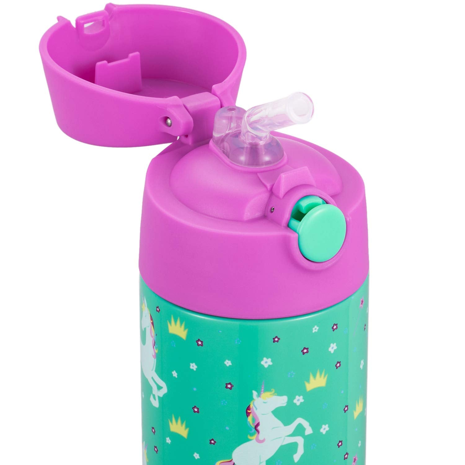Snug Kids Water Bottle - Insulated Stainless Steel Thermos With Straw (Girls/Boys) - Unicorn, 17Oz