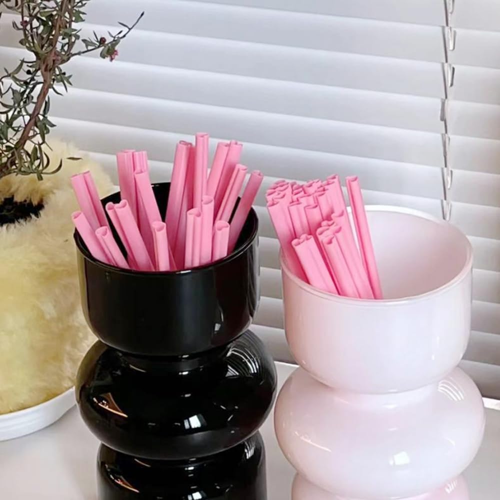 Amsthow Heart Shaped Straws Pink Cute Straws Silly Drinking Individually Wrapped Straws For Valentine'S Day Wedding Birthday Par