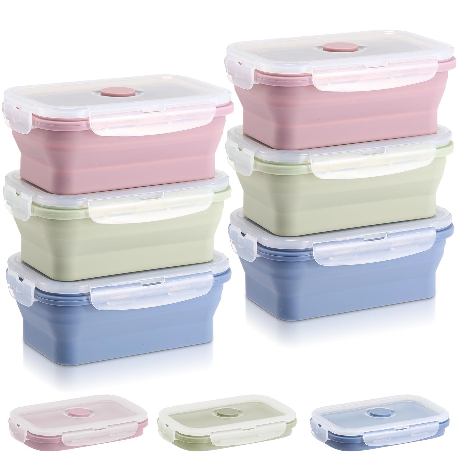 Mifoci 6 Pcs Collapsible Food Storage Containers with Lid, Morandi, 18.6 oz