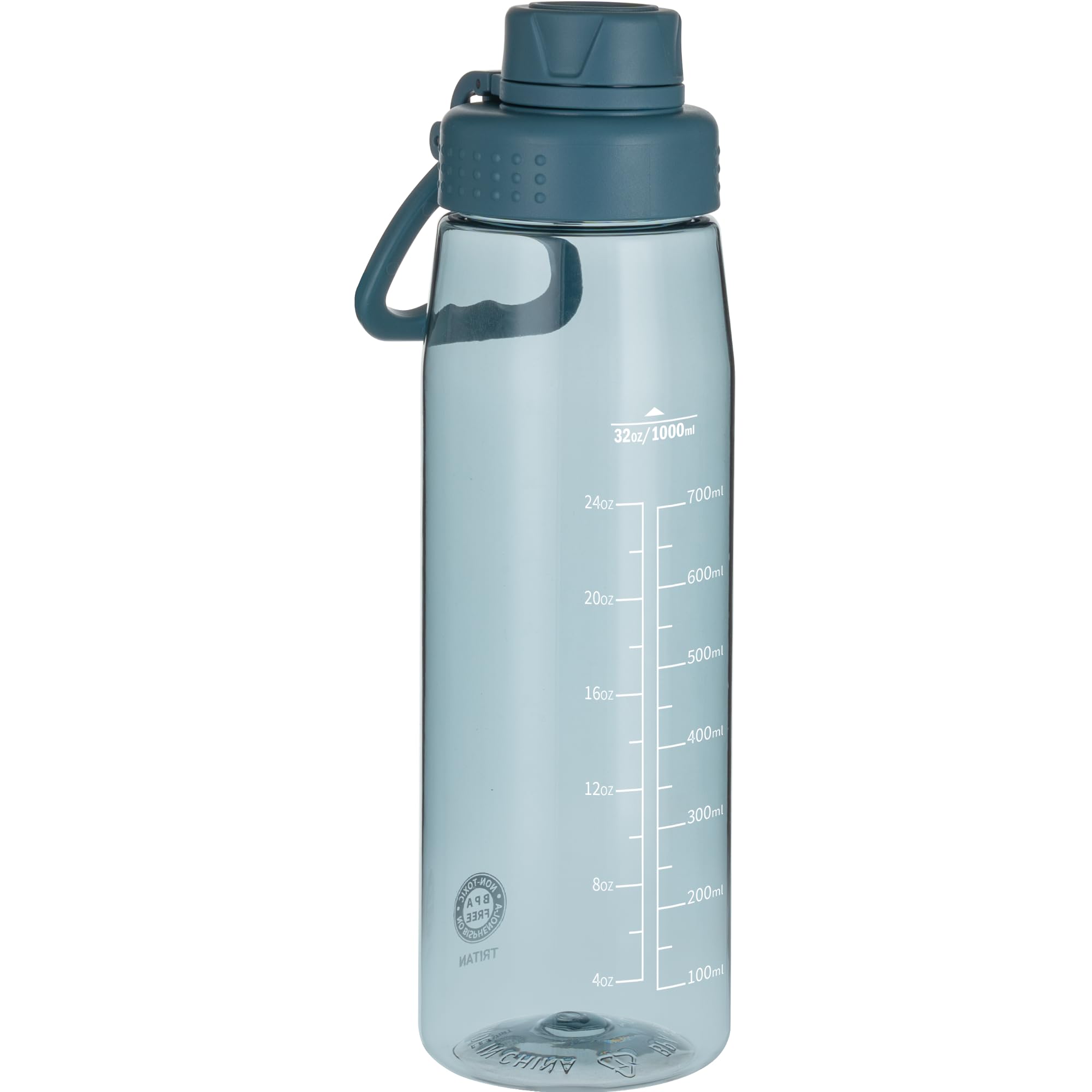 Edmyre Water Bottle 32oz, Clear Water Bottle with Spout Lid and Carry Handle, Reusable, Tritan, BPA Free, Hiking Water Bottle Su