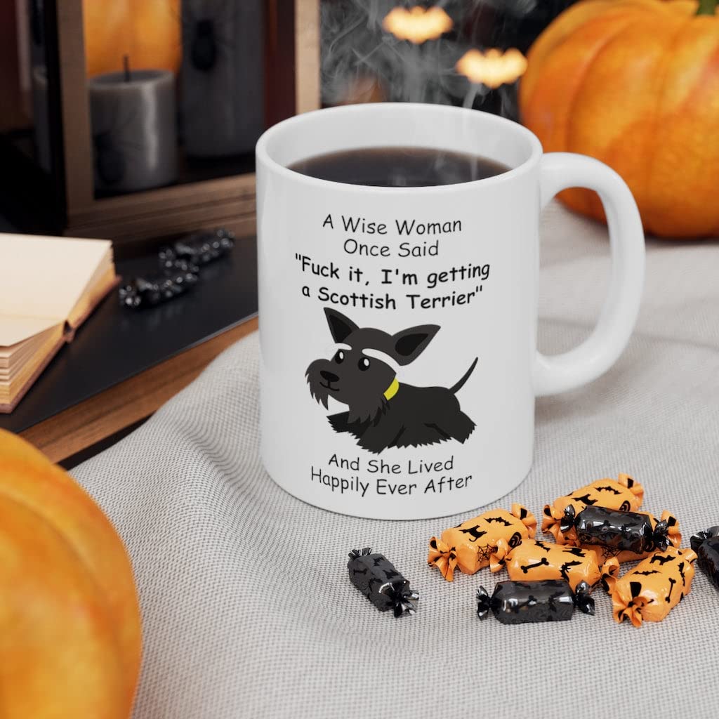 Funny Black Scottish Terrier Dog Mom Gifts For Women Puppy Lovers Mother 'S Day 2024 A Wise Woman Once Said Coffee Mug With Fun