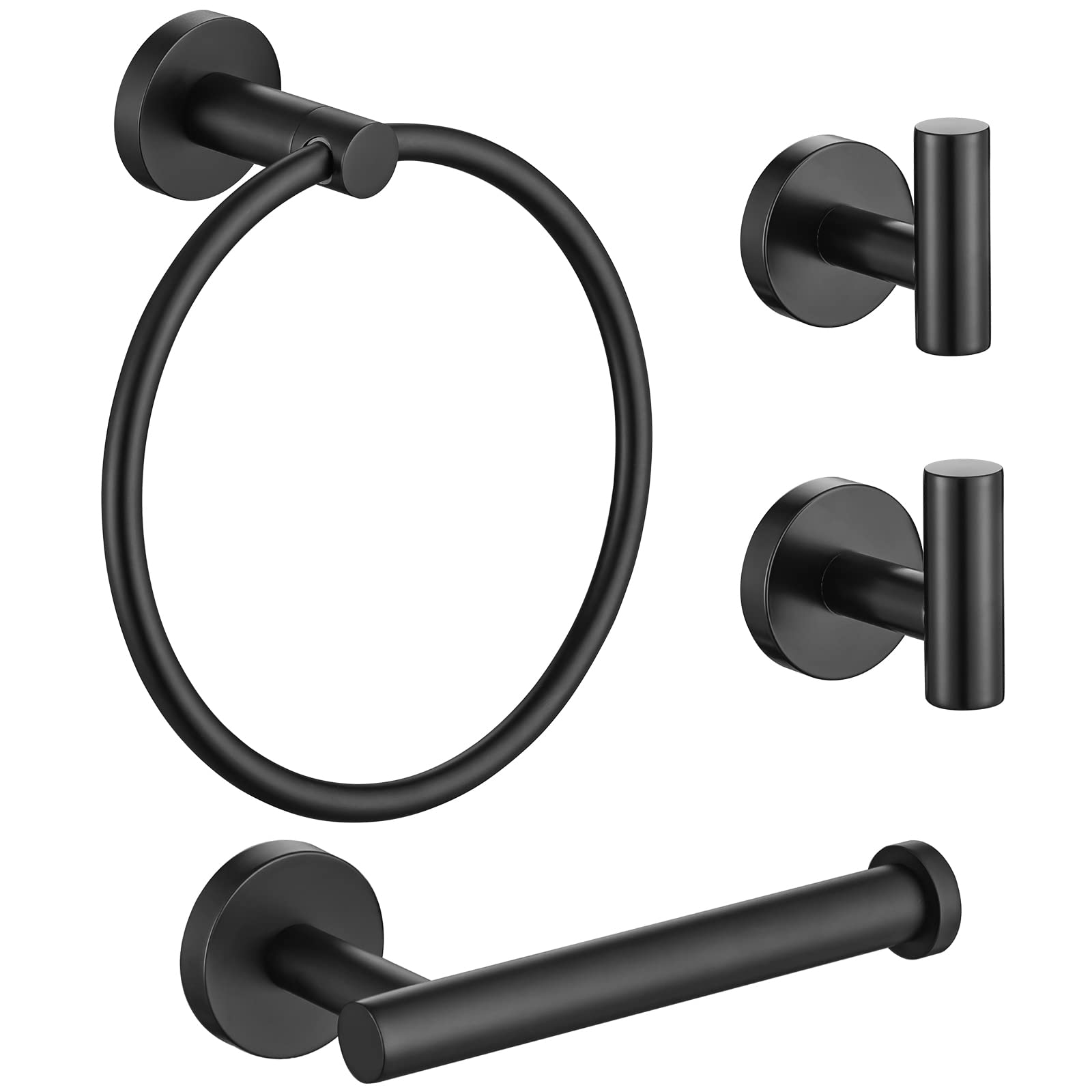 Lairuier Bathroom Hardware Set, 4-Piece Towel Bar Set Include Toilet Paper Holder,Towel Ring And 2 Towel Hooks Stainless Steel W