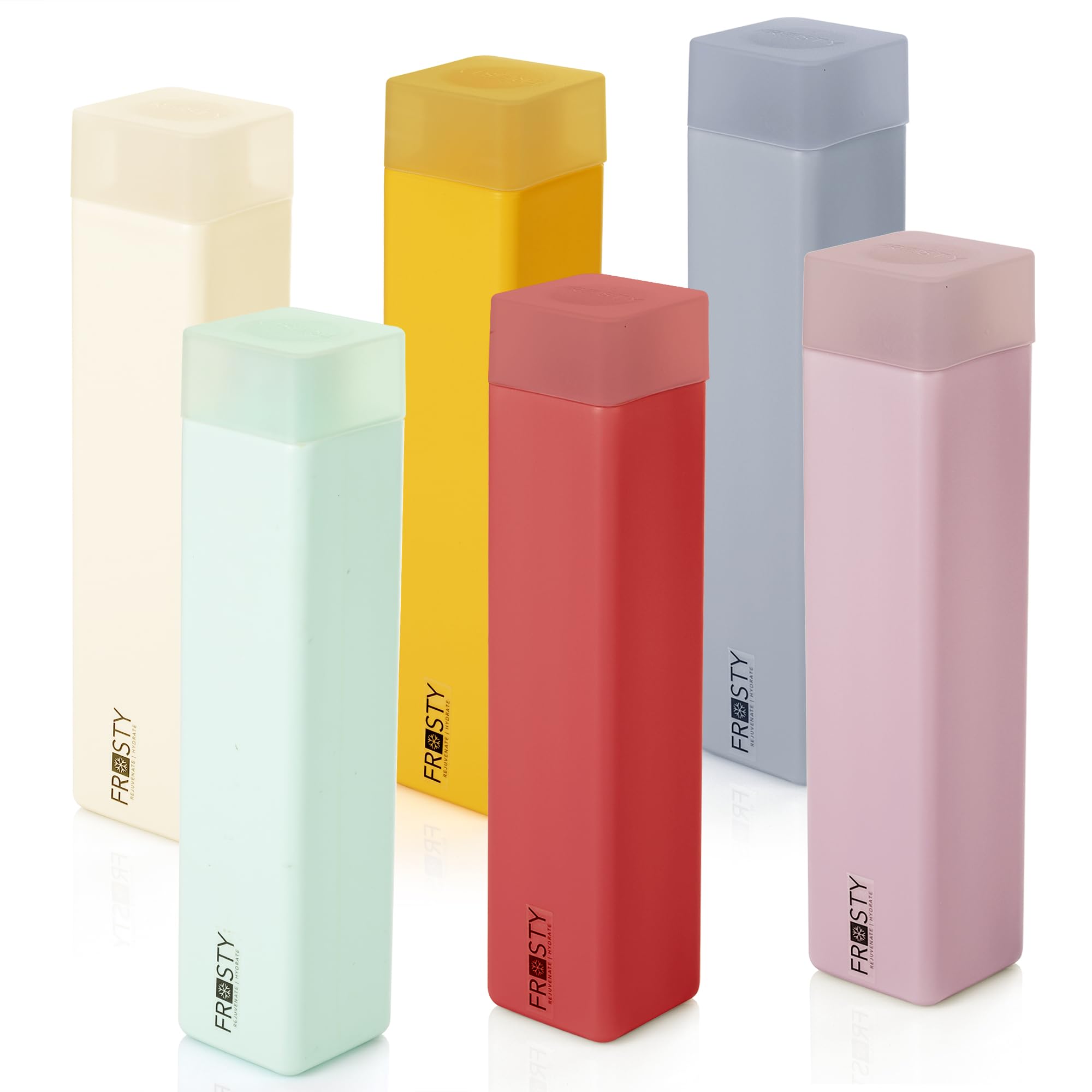 Aquaware Plastic Food Grade Fridge Square Water Bottle Gift Set (6 Pieces, 1L) | 950 Milliliter