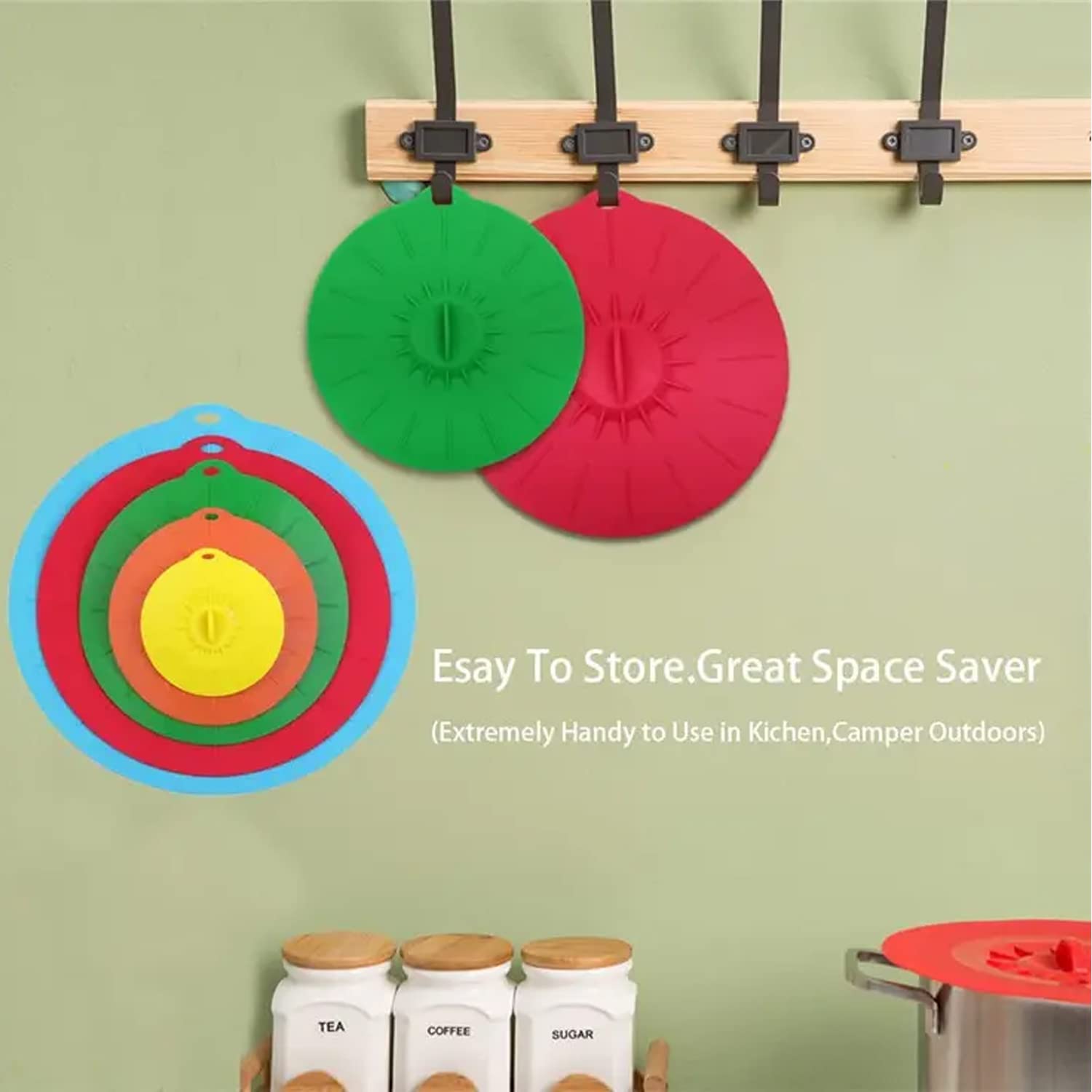 Set Of 5 Silicone Lids,Heat Resistant, Microwave Splatter Covers, Reusable Food Suction Lids For Cups, Bowls, Plates, Pots, Pans