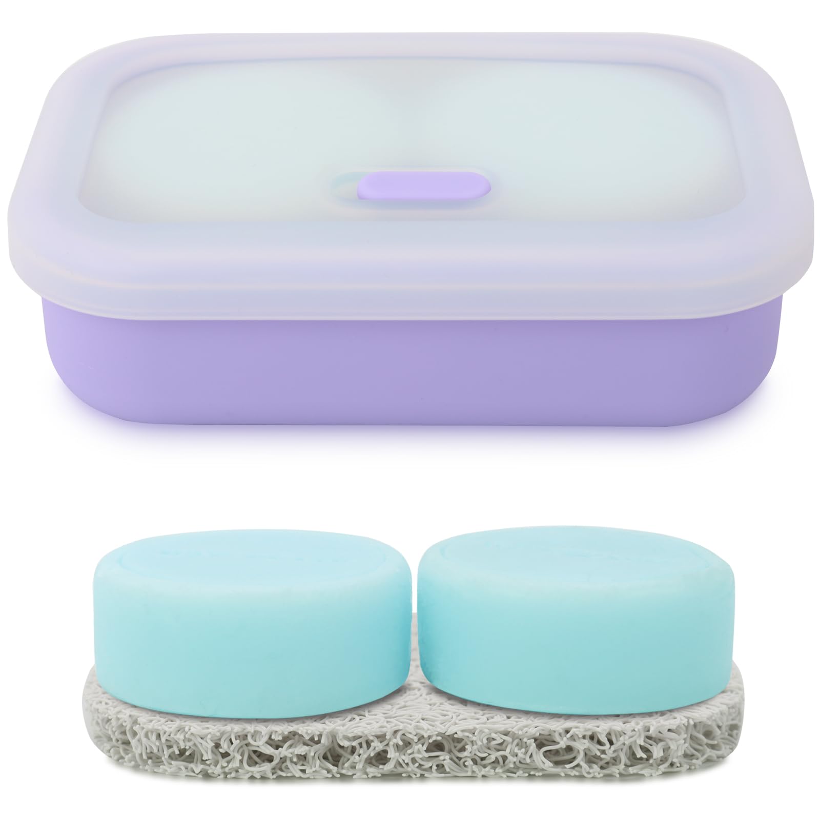 Leak Proof Travel Soap Case,Solid Shampoo Bar Holder, Silicone Soap Container With Draining Layer, Portable Bar Soap Holder For