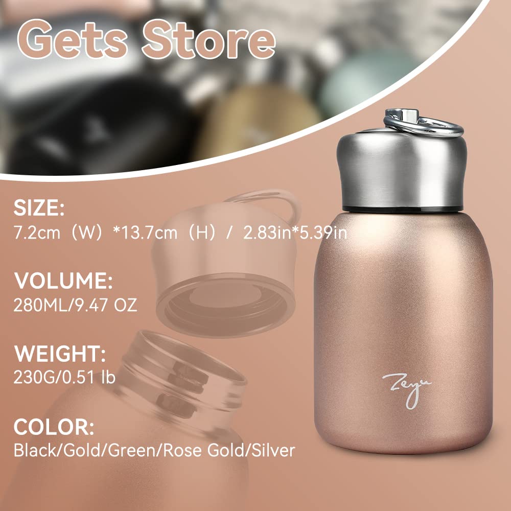 Gets Mini 9 Oz Stainless Steel Water Bottle, 280Ml Vacuum Insulated Water Bottle Leak Proof Sport Tumbler Cup Hot And Cold Water