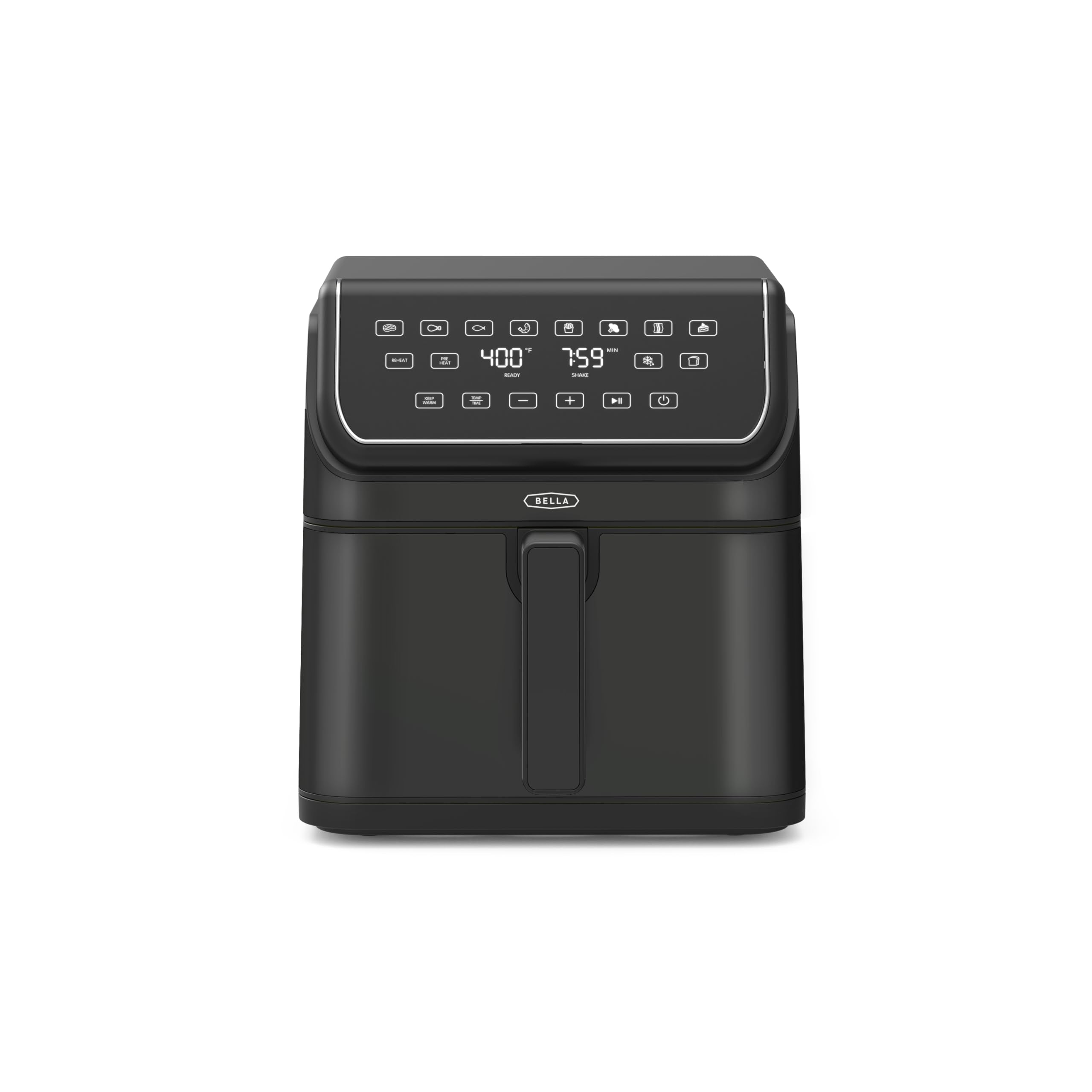 bella 8 Qt Digital Air Fryer with TurboCrisp Technology, Large Family Size Nonstick Cooking Basket and Crisping Tray, Multiple P