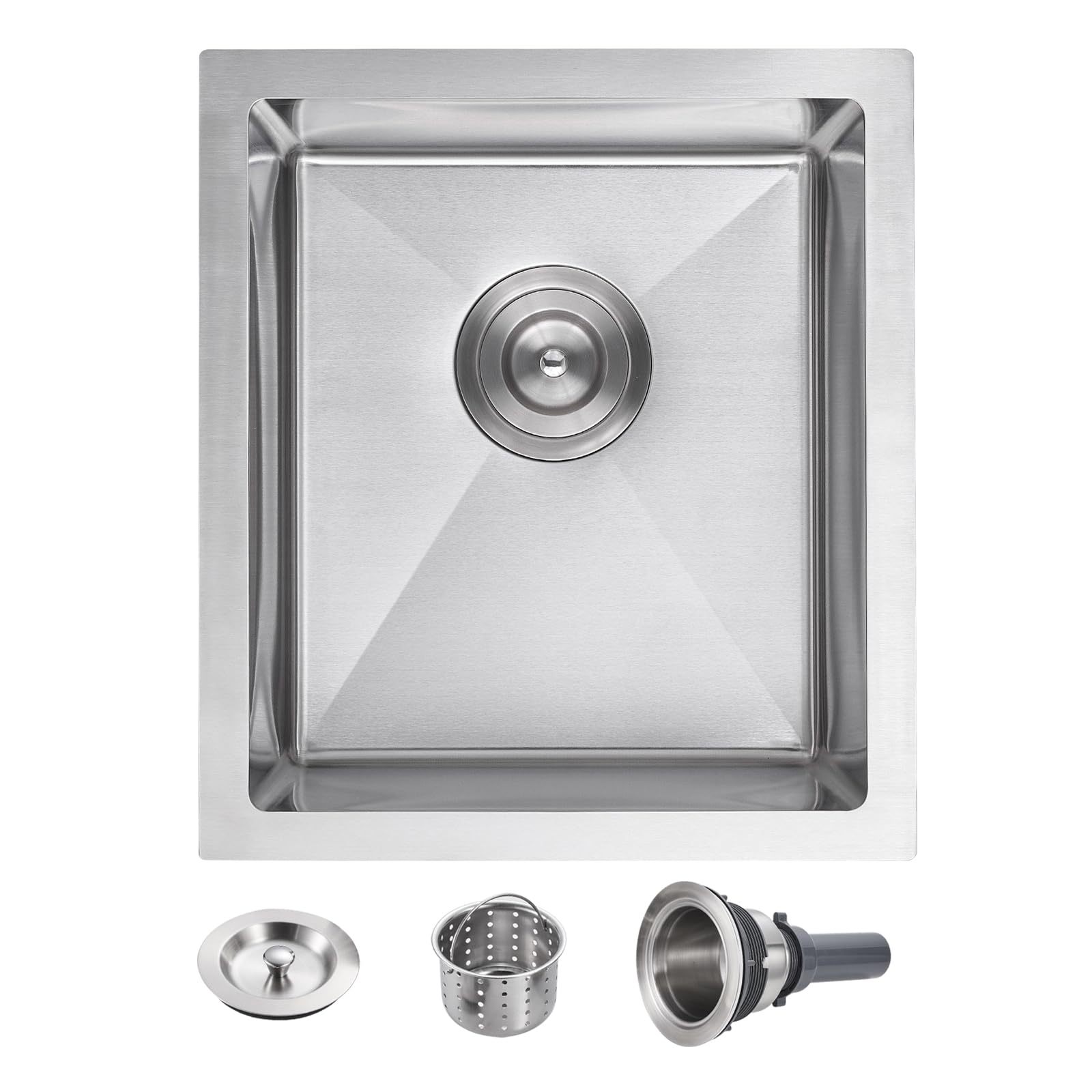 POPFLY 15x17 Inch Undermount Bar Prep Sink, 15    Undermount Rectangle Kitchen Sink, 304 Stainless Steel Single Bowl Small Kitch