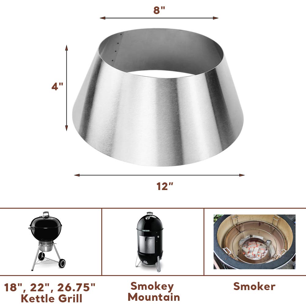 Qulimetal Bbq Whirlpool For Weber Kettle 22 26.75 Inches Wsm, Big Green Egg, Kamado Joe, Weber Smokey Mountain Charcoal Briquet
