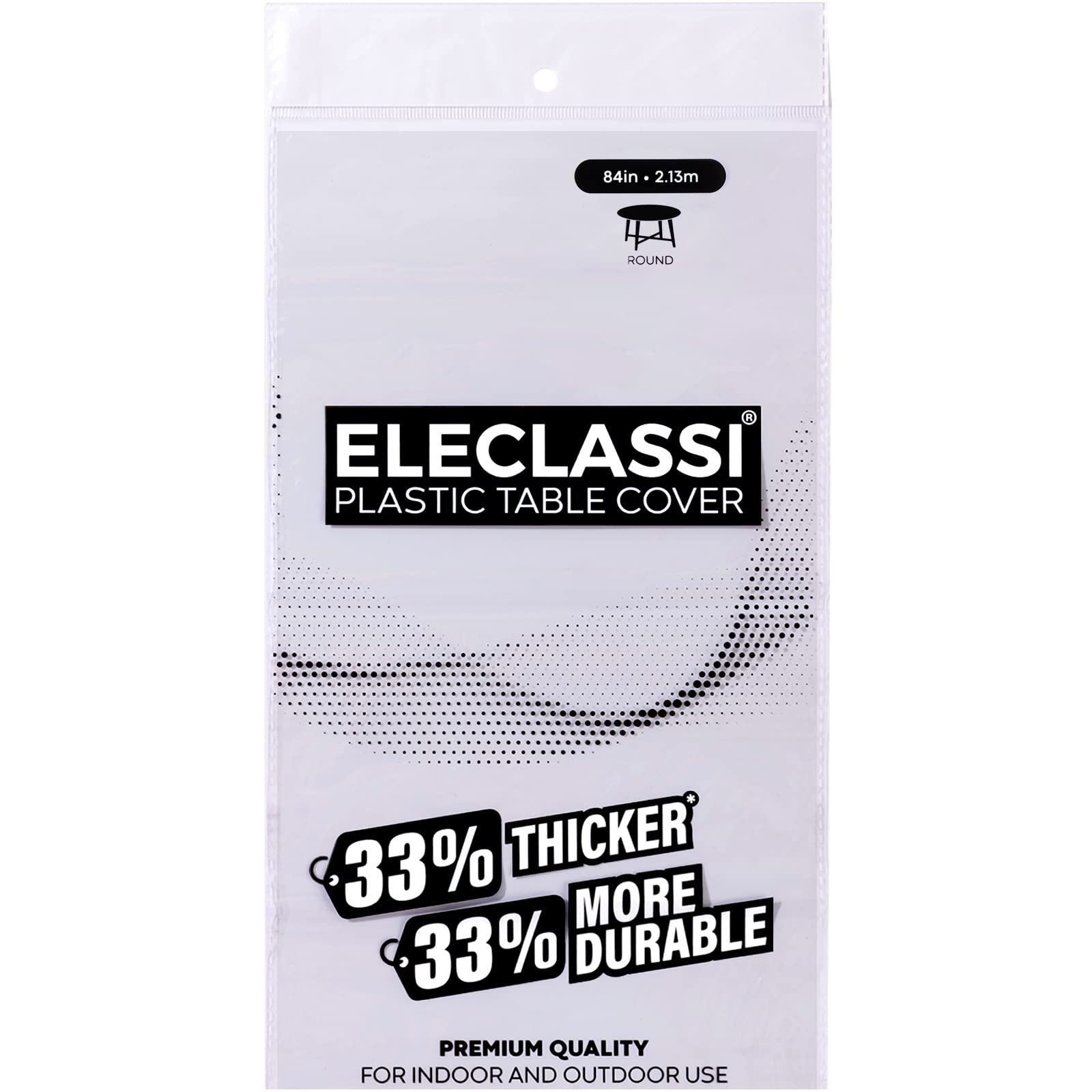 Eleclassi White 6 Pack Premium Round Disposable Plastic Tablecloth - 84 Inch Round Plastic Table Cloths For Parties Disposable T