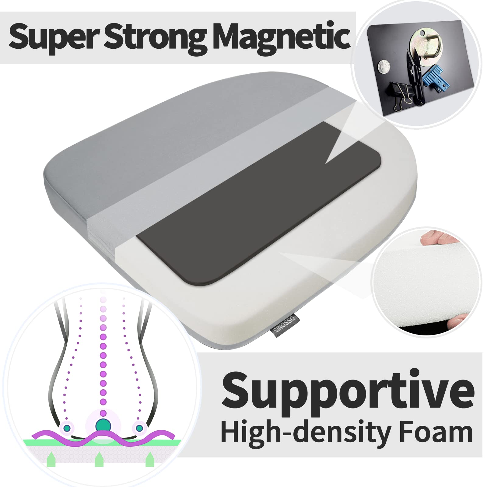 Sinosso Modern Faux Leather 14'' Metal Chair Cushions Set Of 4, Leathaire Magnetic Chair Pads For Dining Kitchen Cafe Bistro Sta