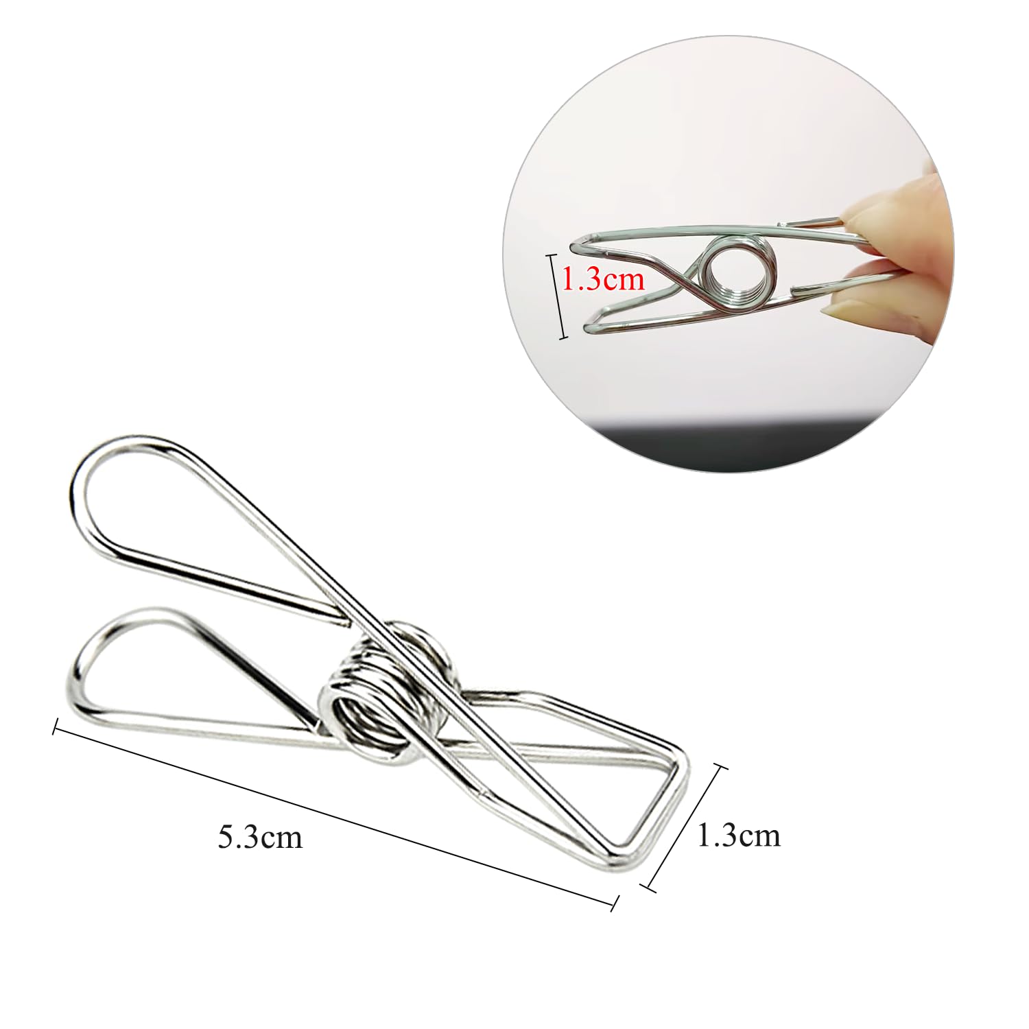 Bonycust Laundry Clothes Pins Clips 50 Pack, Stainless Steel Heavy Duty Laundry Peg Metal Clip Clothespins For Hanging, Outdoor