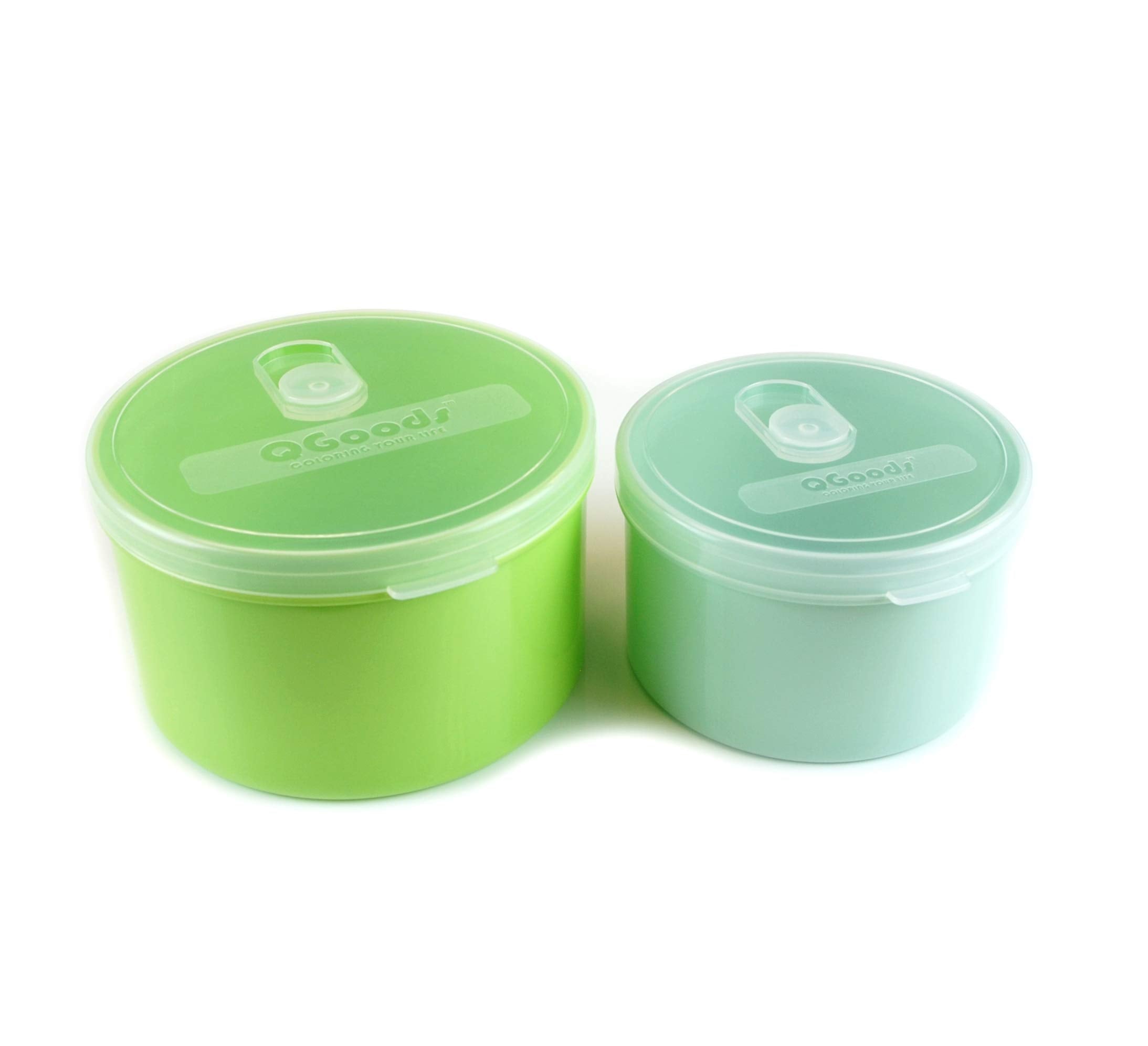 Qg 40 & 24Oz Round Plastic Food Storage Containers With Lids Bpa Free - 2 Pieces Light Green & Yellow Green