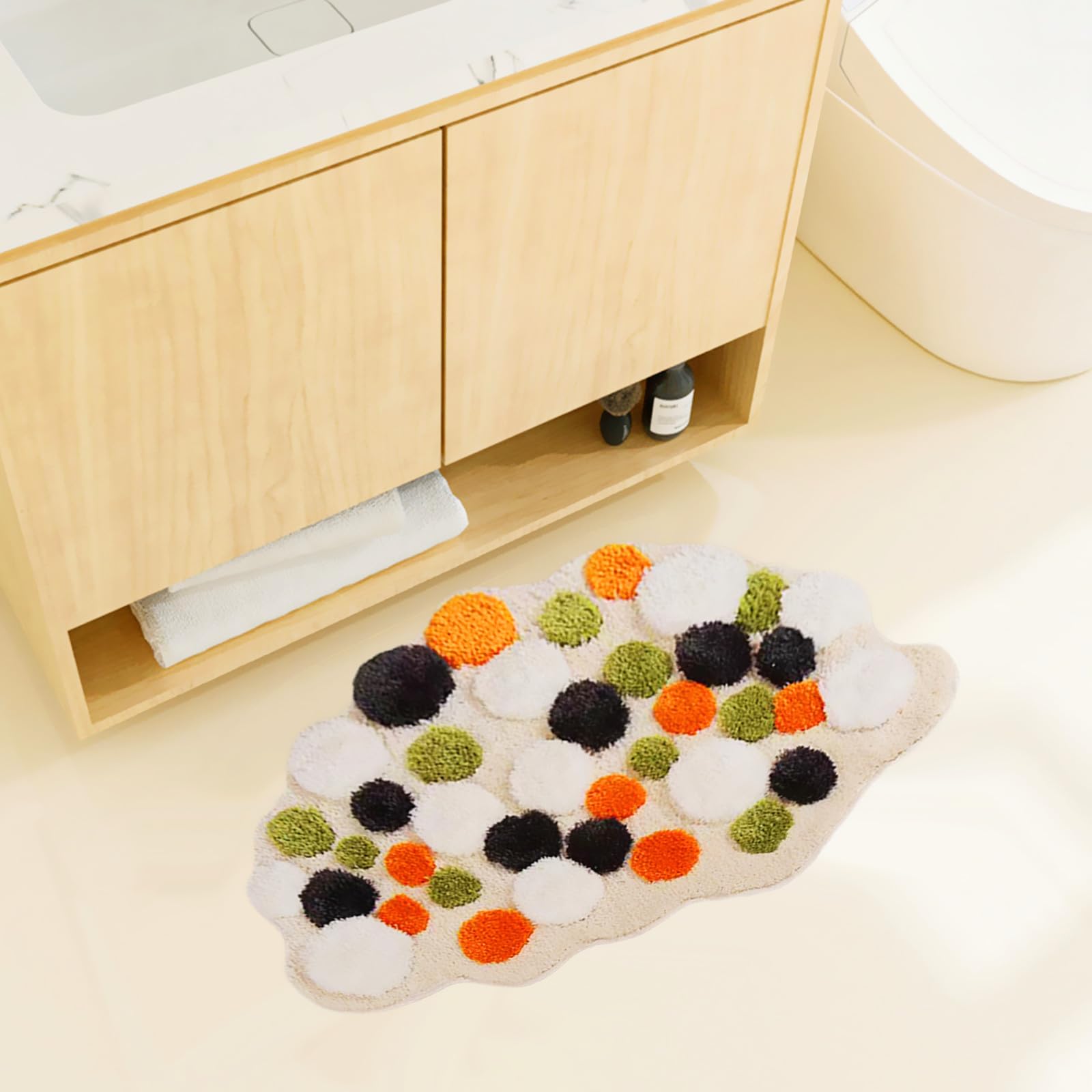 Ukeler 3D Moss Bath Rug Decor For Bathroom Soft Shaggy Non Slip Bath Rugs Shower Bathtub Mat Decorative Floor Mats For Home 31.5