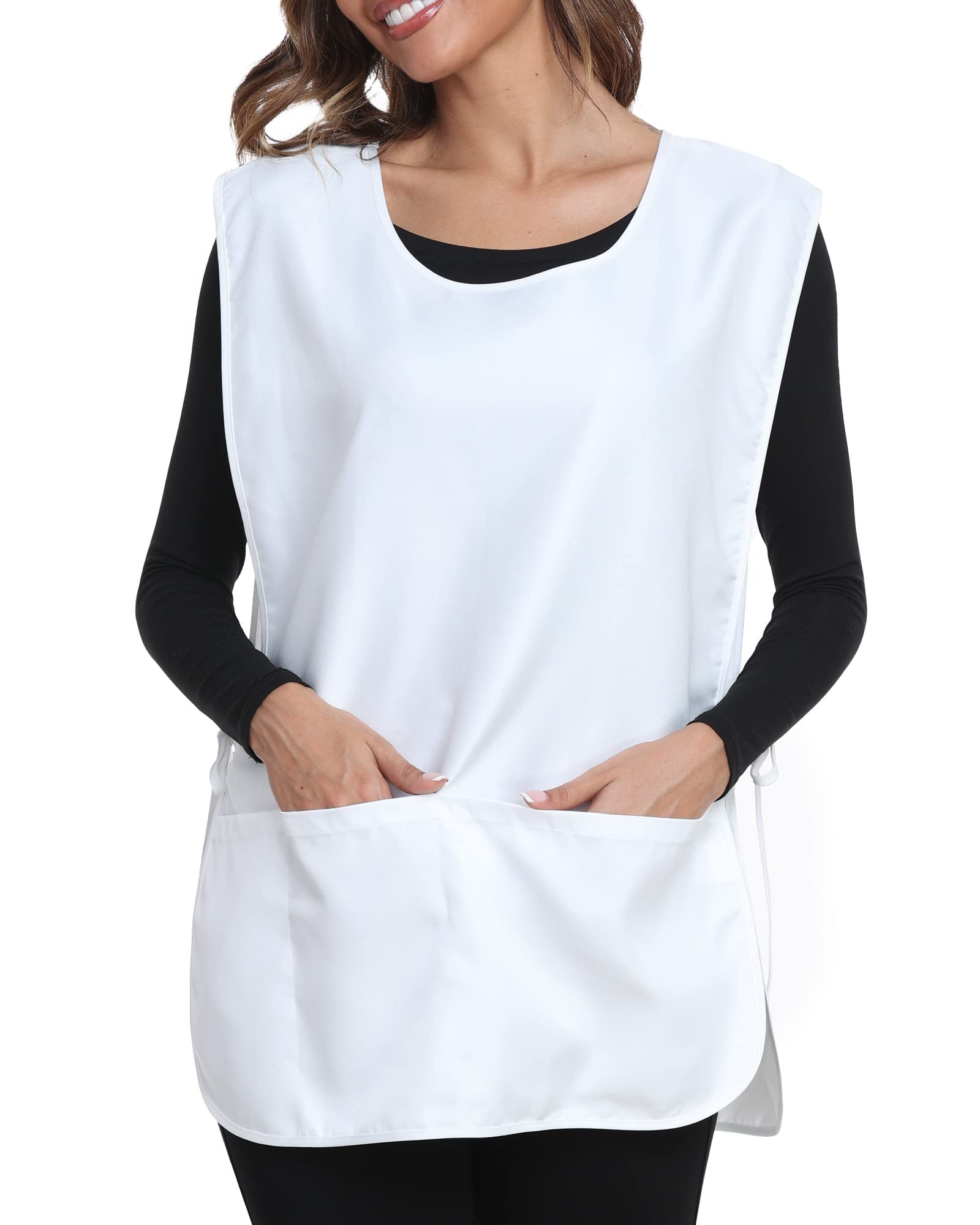 Xeoxarel Unisex Cobbler Apron with 3 Pockets, Universal Apron for Women or Men Vest White