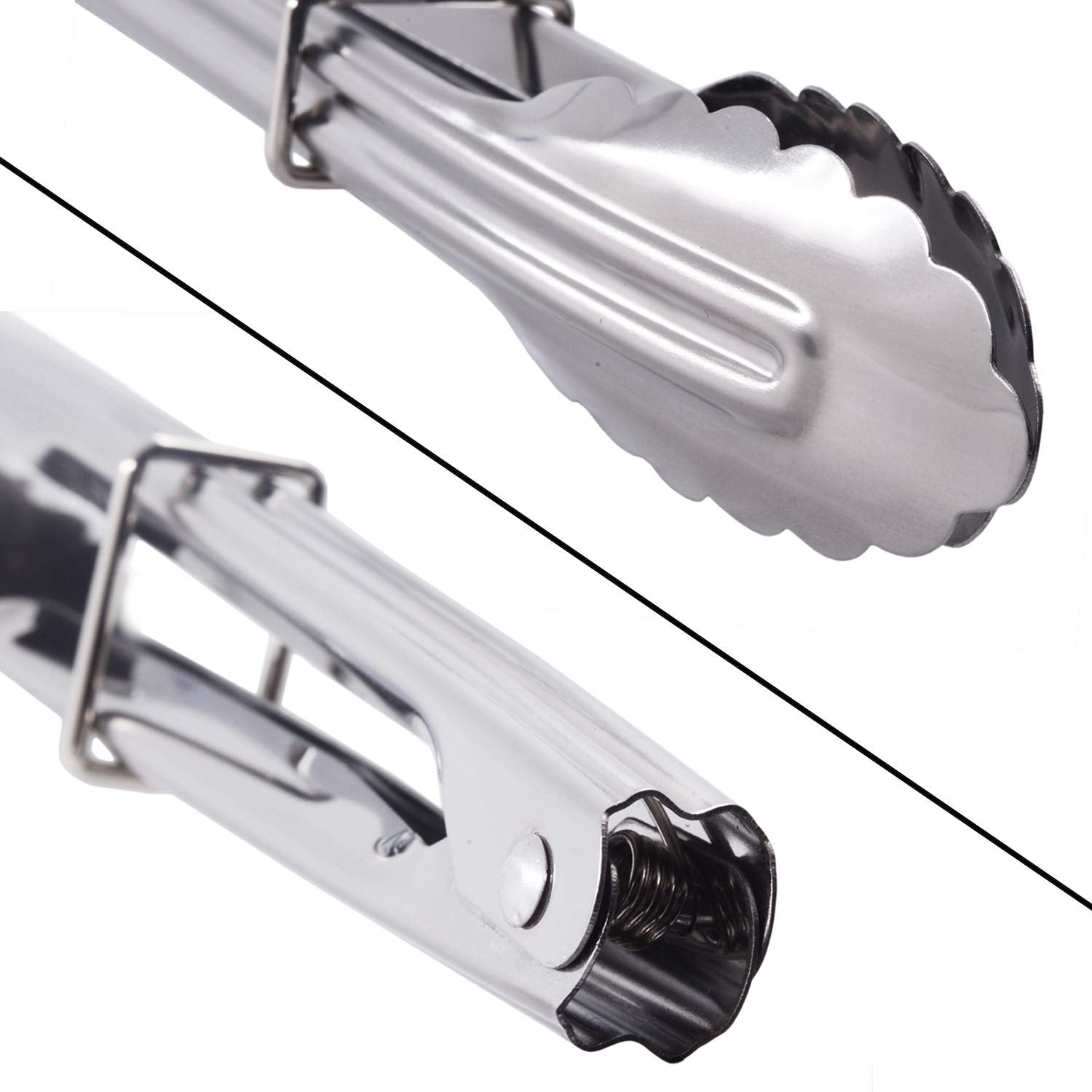 Hinmay Small Stainless Steel Serving Tongs 7-Inch Salad Tongs, Set Of 3 (Silver)