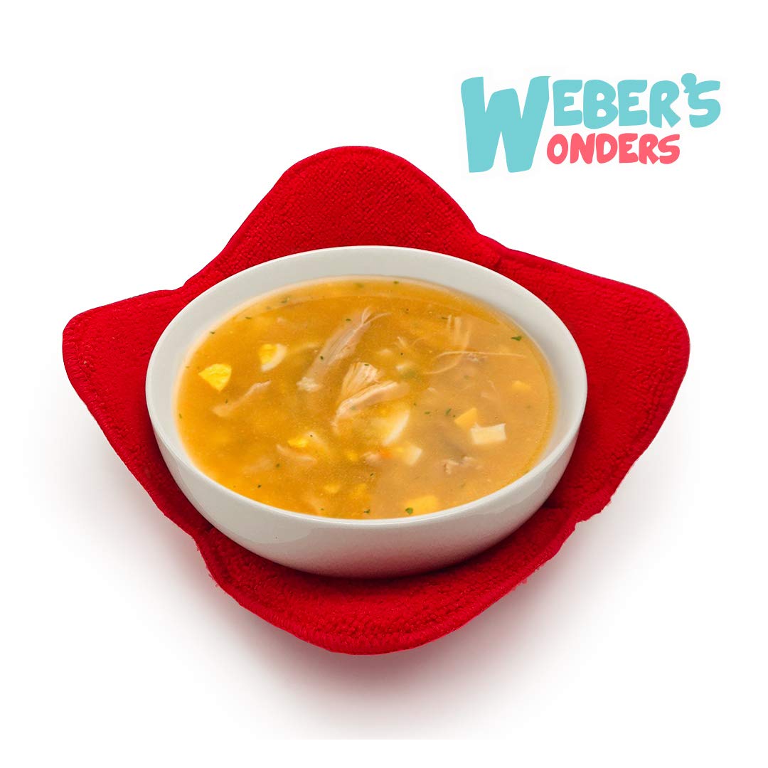 Webers Wonders Microwave Safe Bowl Holder - Heat Resistant Plate Hugger - Multipurpose Polyester Hand Protector from Hot Dishes - Carry Your Soup Rice Pasta Bowl with Our Dish Pads (4)