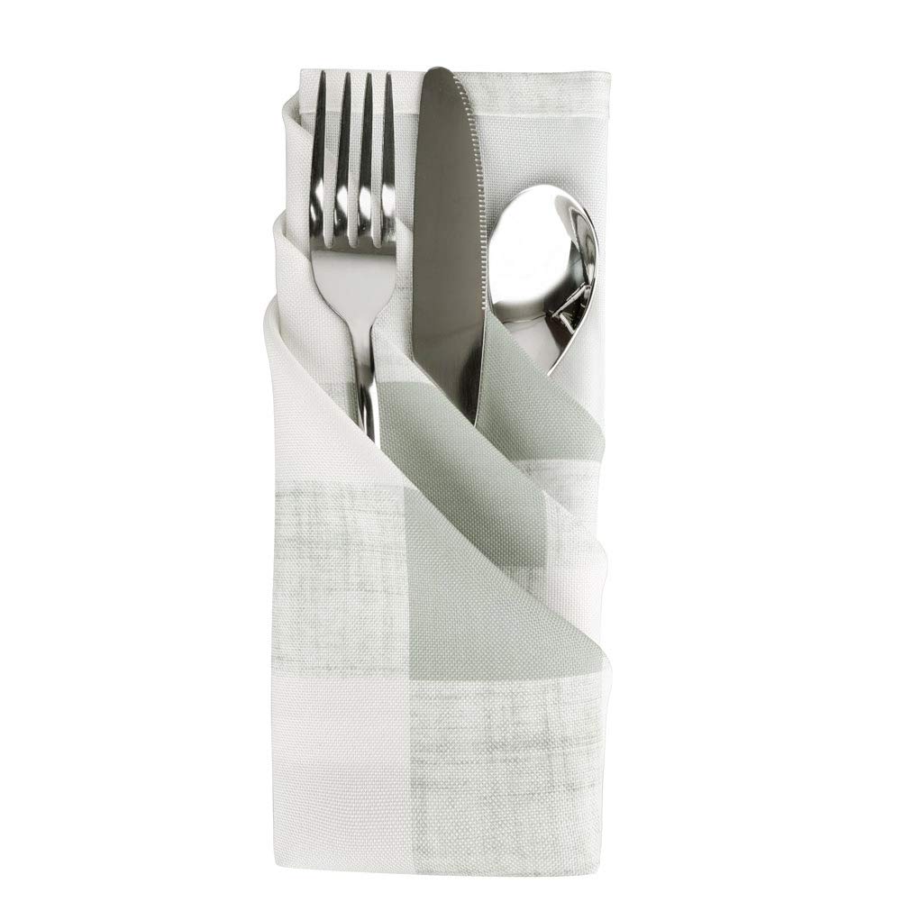 Vcvcoo Wrinkle Resistant 17 By 17 Inches Square Plaid Fabric Napkins, Set Of 4, Light Grey Checkered Cloth Napkin Perfect For Br