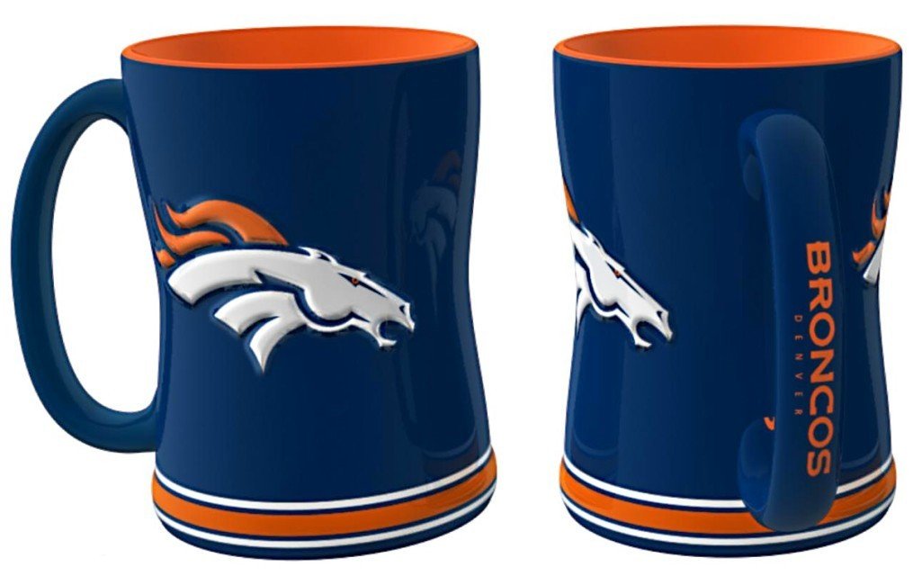 Denver Broncos 15 Ounce Sculpted Logo Relief Coffee Mug